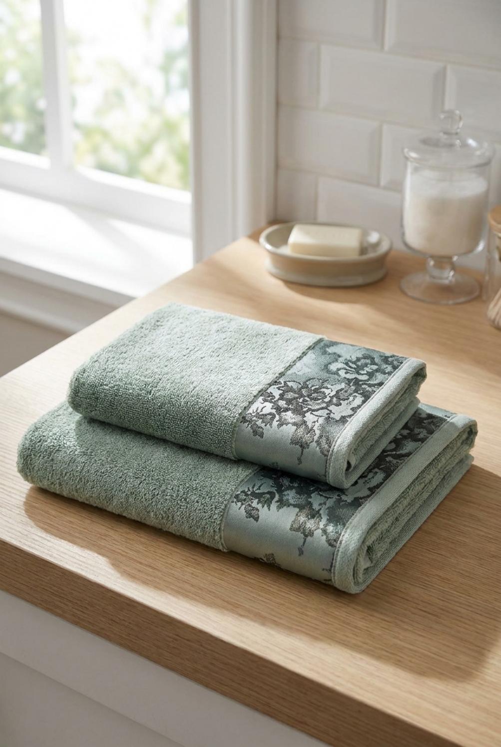 Geo Tartan Green Coppia Spugna Verde