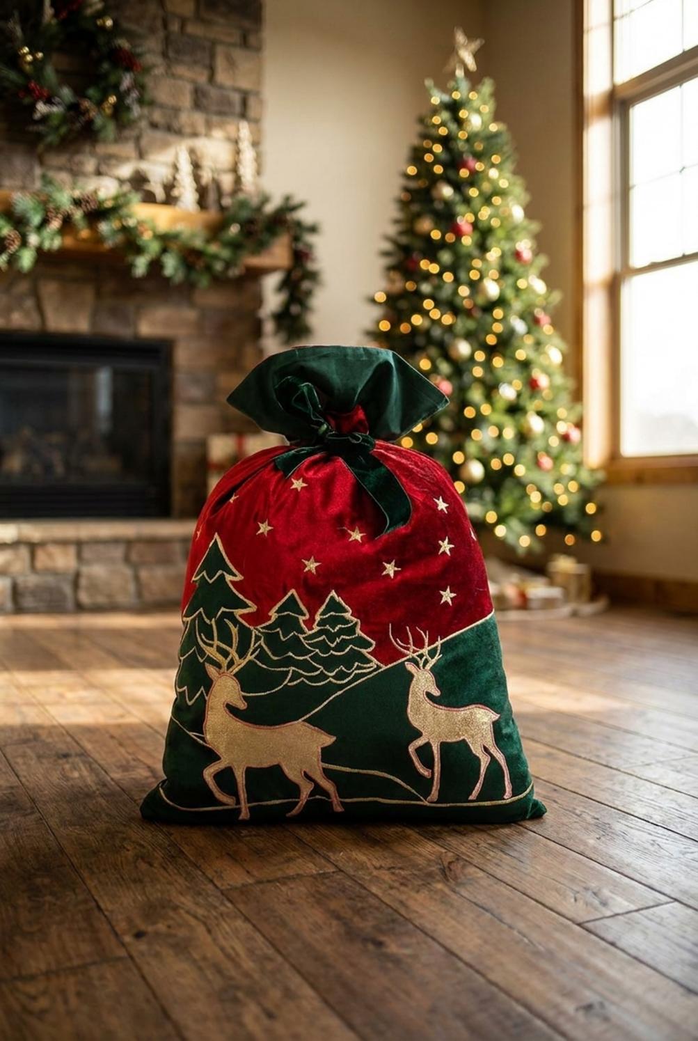 Deer Sacco Ricamato Rosso