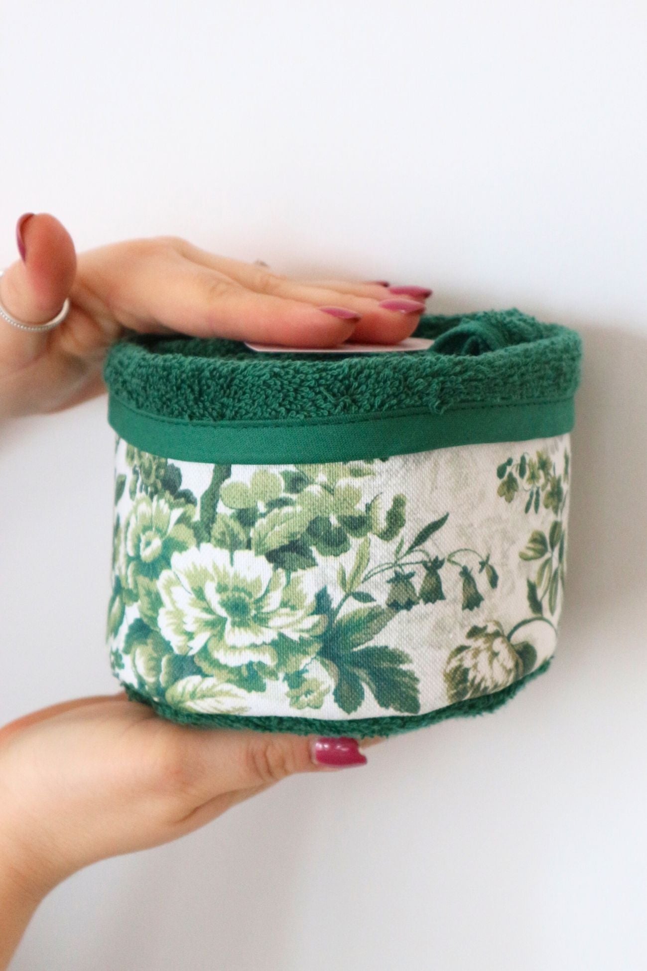 Cestino Con 4 Lavette In Cotone - Dimensioni 18x18x12 Cm, Colore Naturale | Per Cucina E Bagno