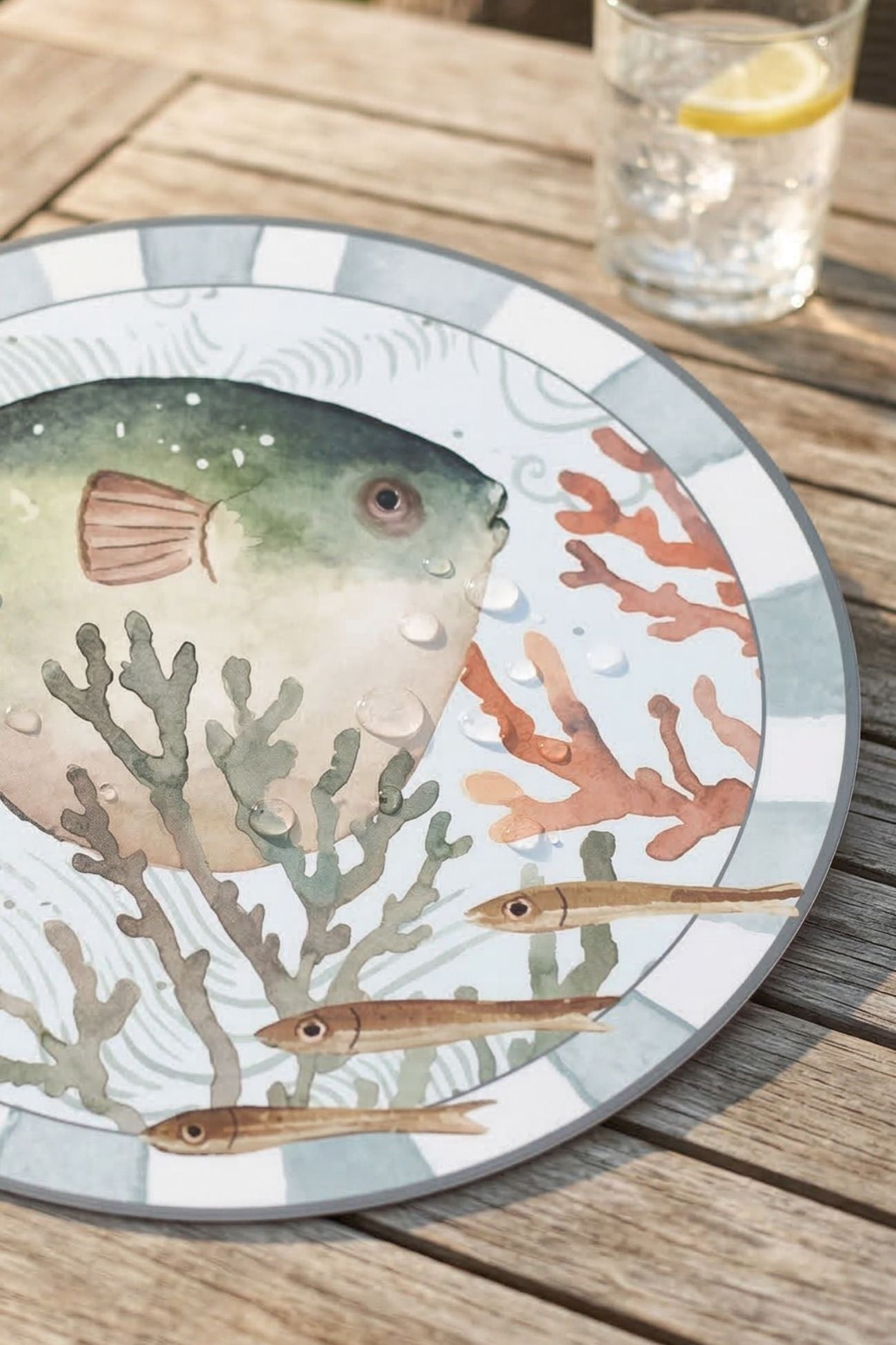 Verde Riviera Tovaglietta Vinile Pesce Palla