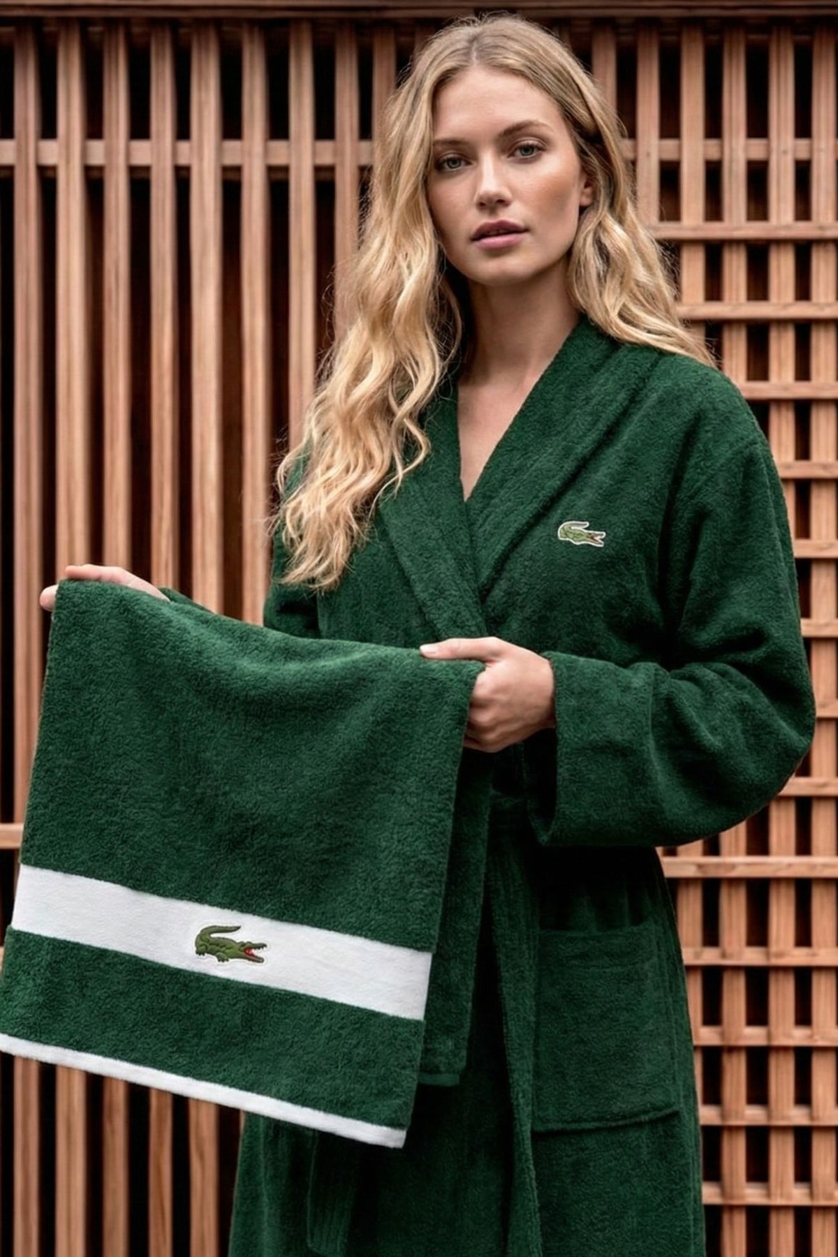 Sport Green Bathrobe and Towel Set