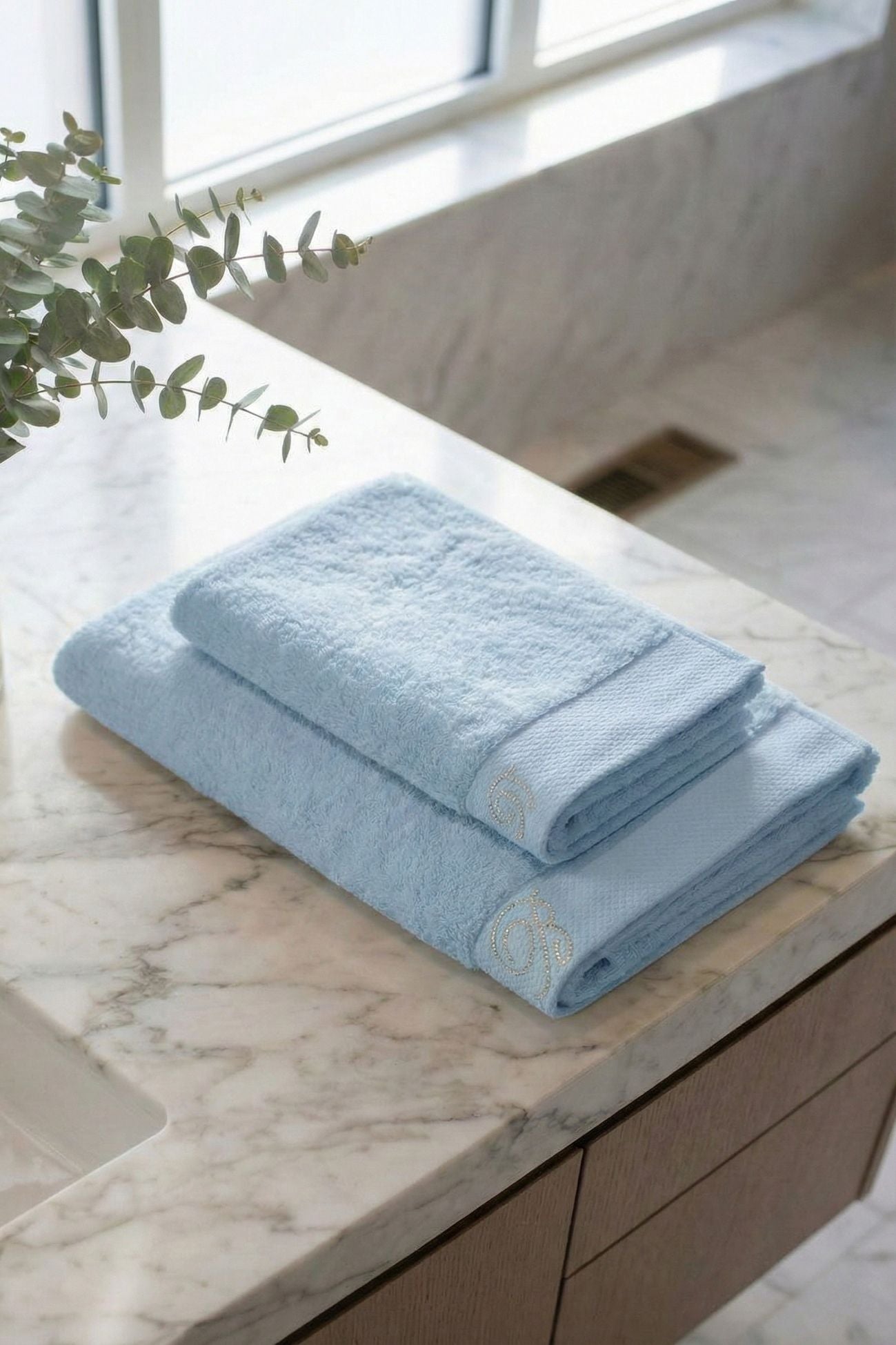 Benessere Coppia Asciugamani Celeste