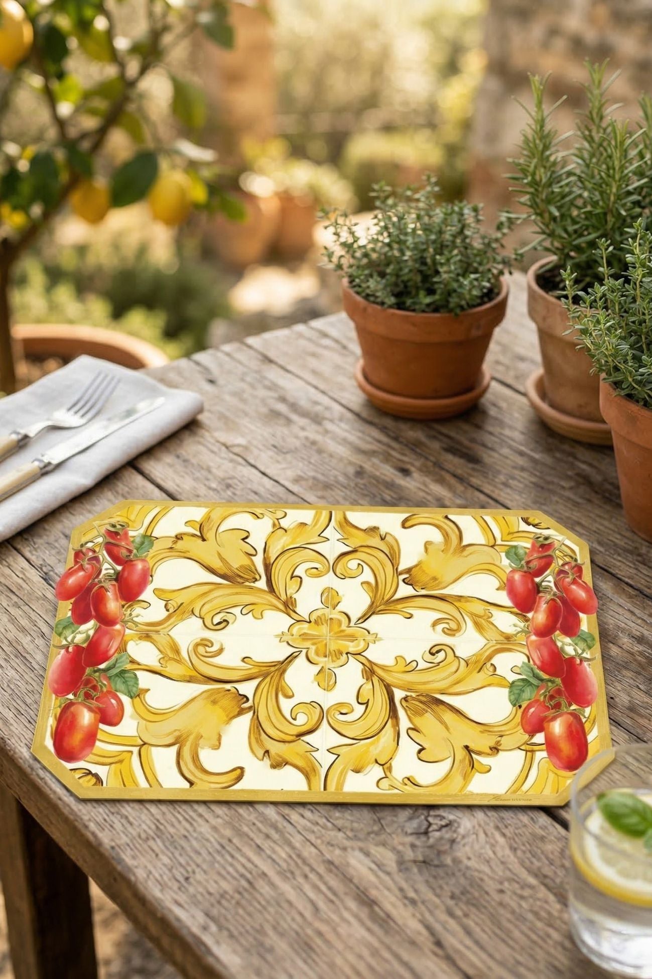 Vietri Tovaglietta Vinile Gialla Datterini