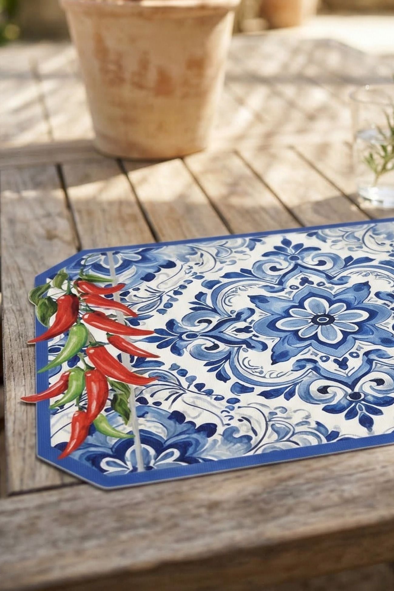 Vietri Tovaglietta Vinile Peperoncini Blu