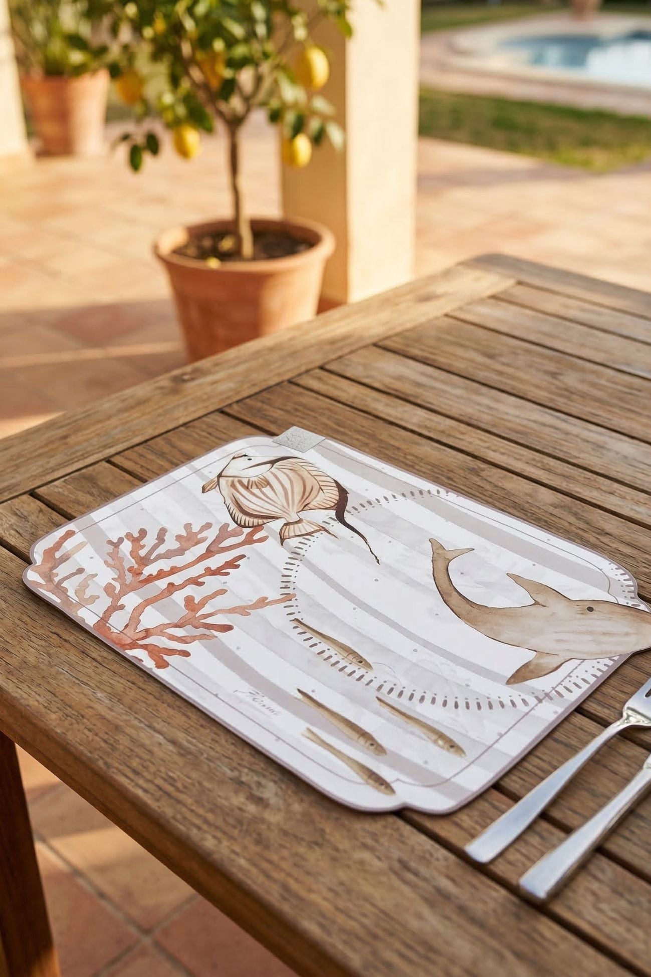 Verde Riviera Tovaglietta Vinile Beige