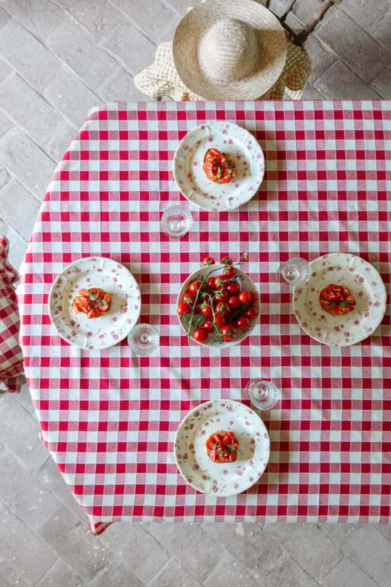 Osteria Chic Tovaglia Quadretti Rossa