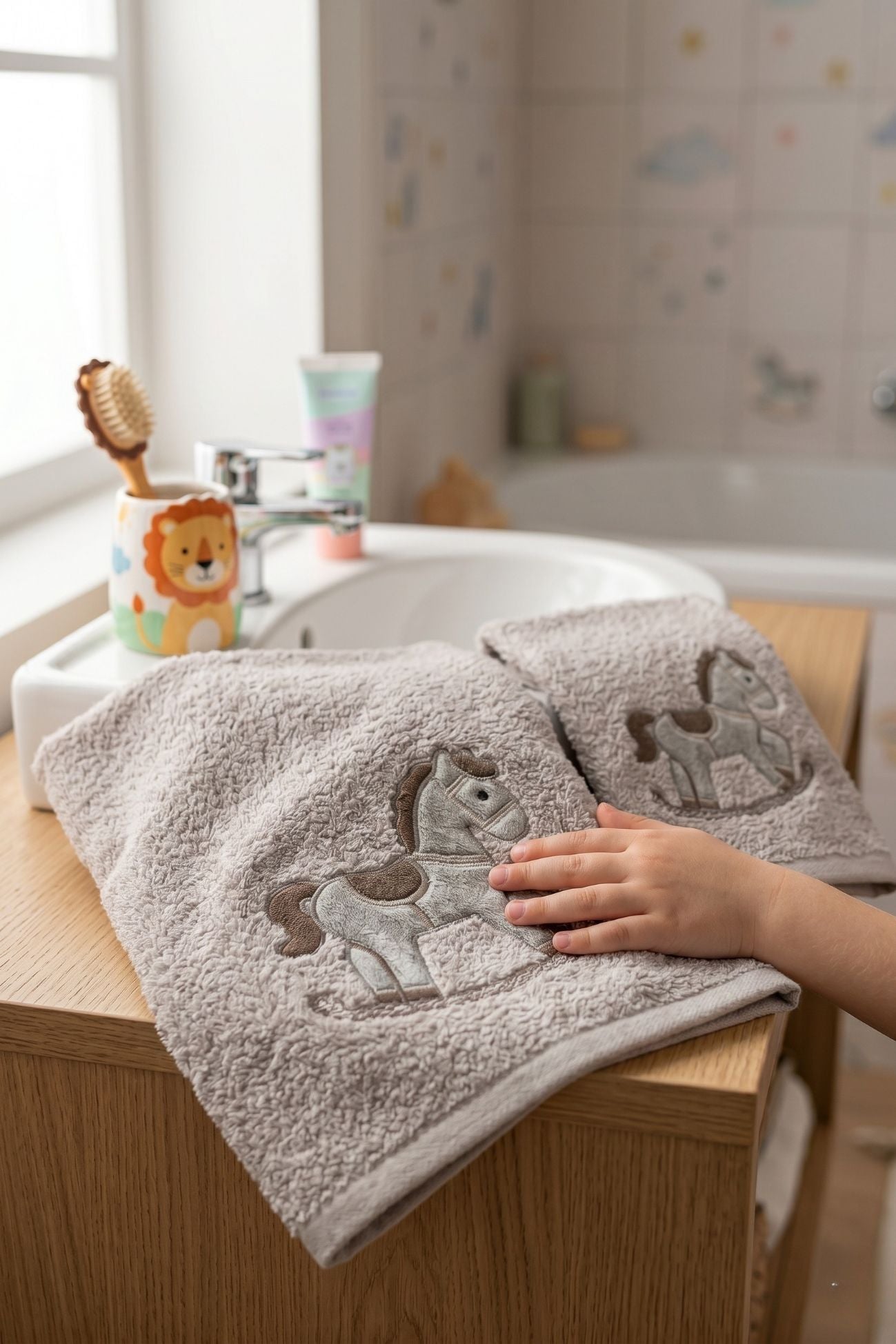 Dondolino Coppia Spugna Ricamata Grigia