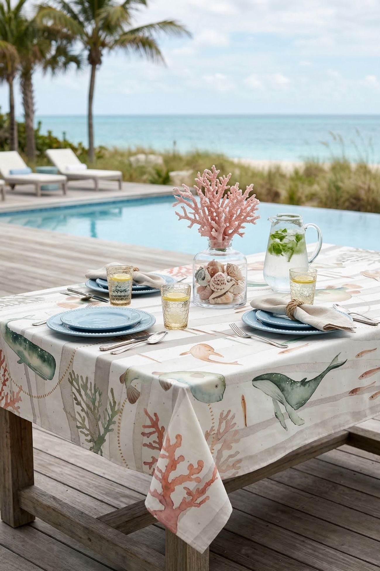 Verde Riviera Tovaglia Onde