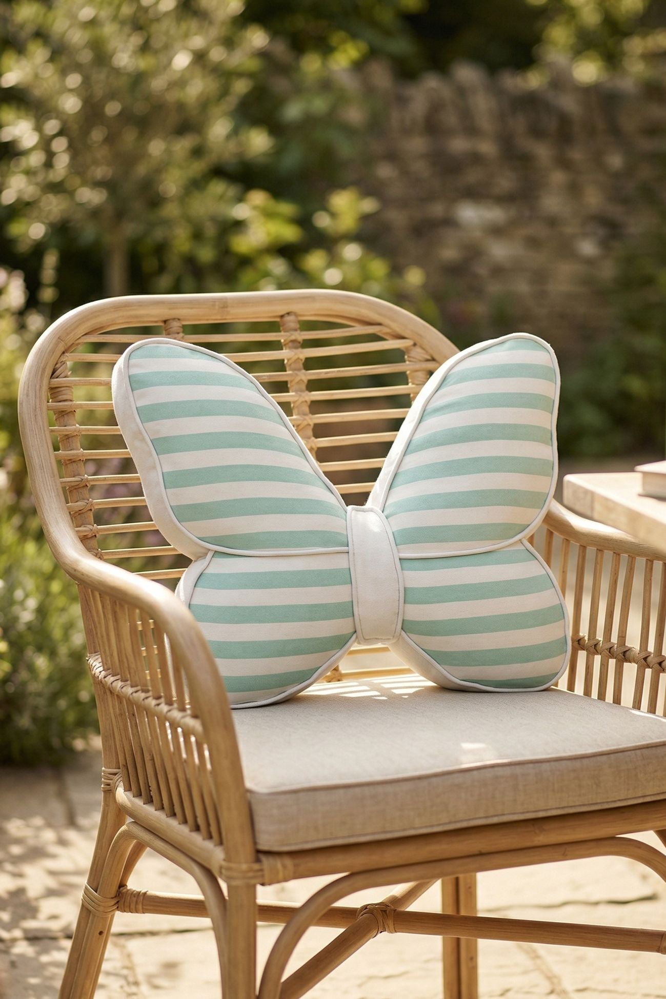 Encanto Cuscino Farfalla Righe Azzurro