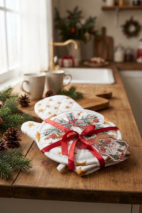 Un Natale Italiano Set Guanto Da Forno E Presina