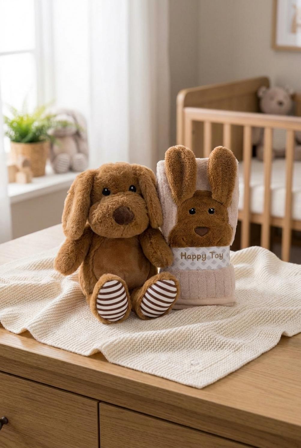 Baby Plaid con Peluche Cane Marrone