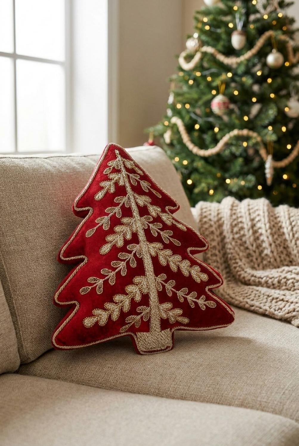 Noel Elegance Cuscino Albero Rosso