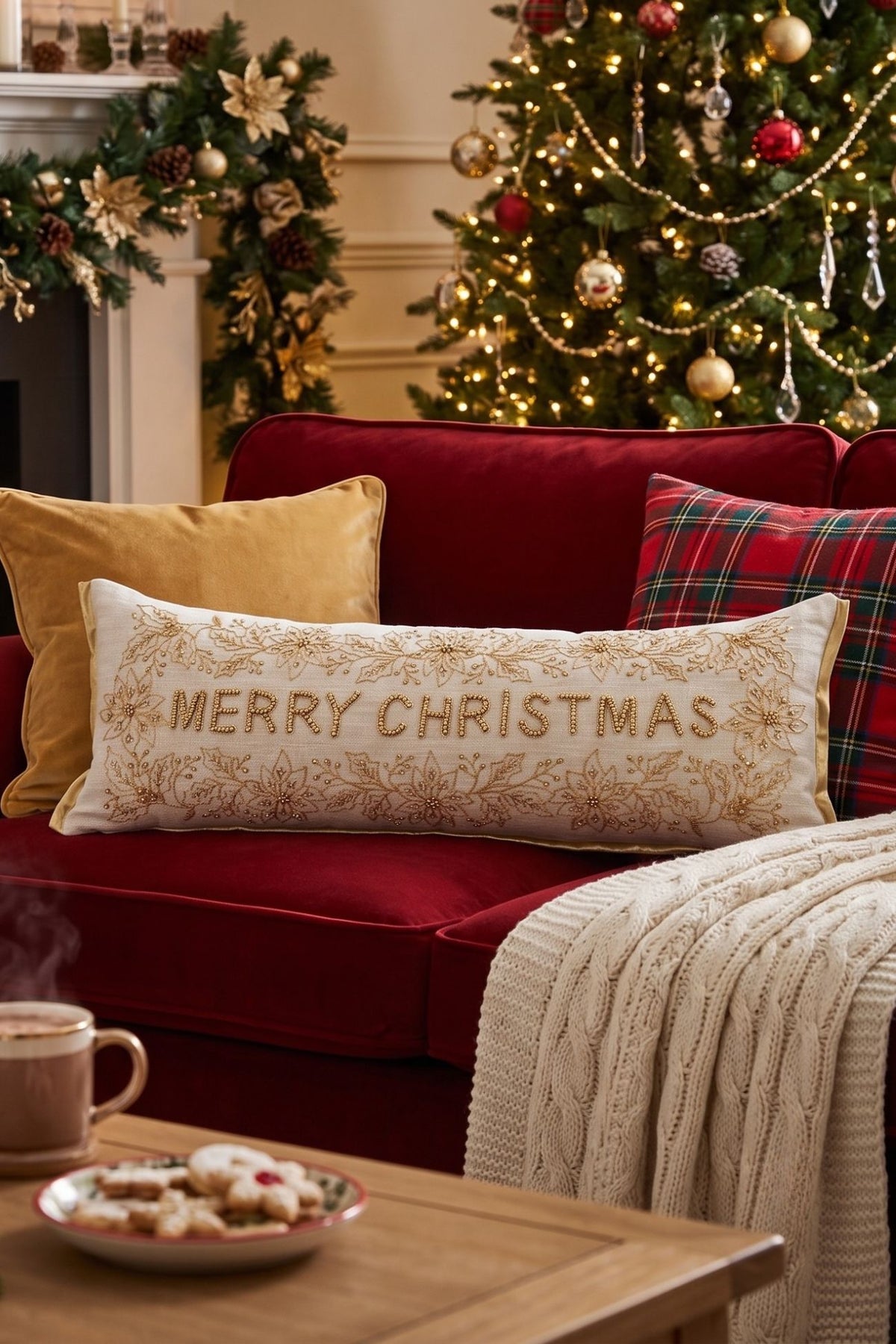 Noel Elegance Cuscino Rettangolare Merry Christmas