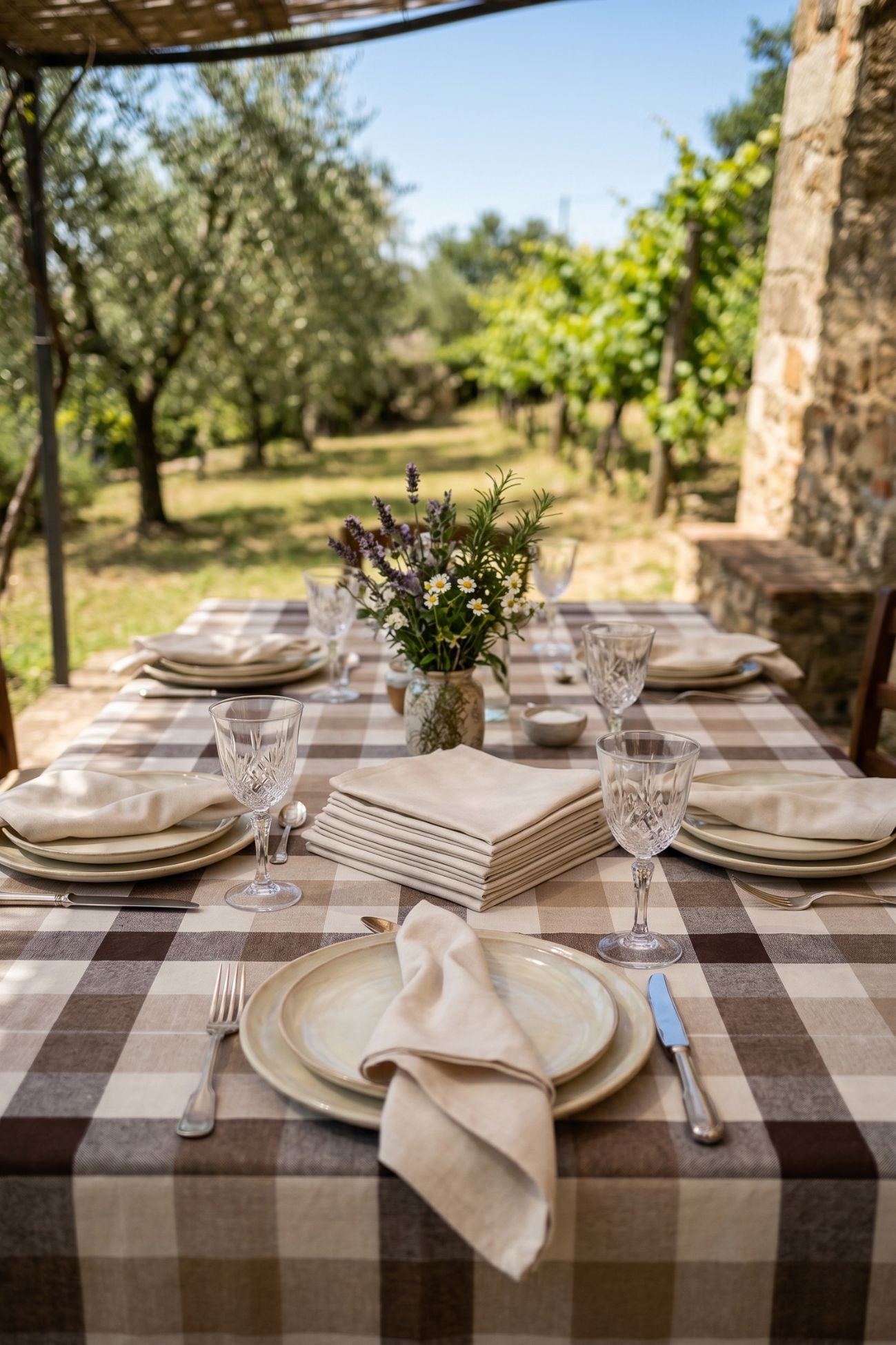 Cortina Tovaglia Quadretti Beige Var. 10