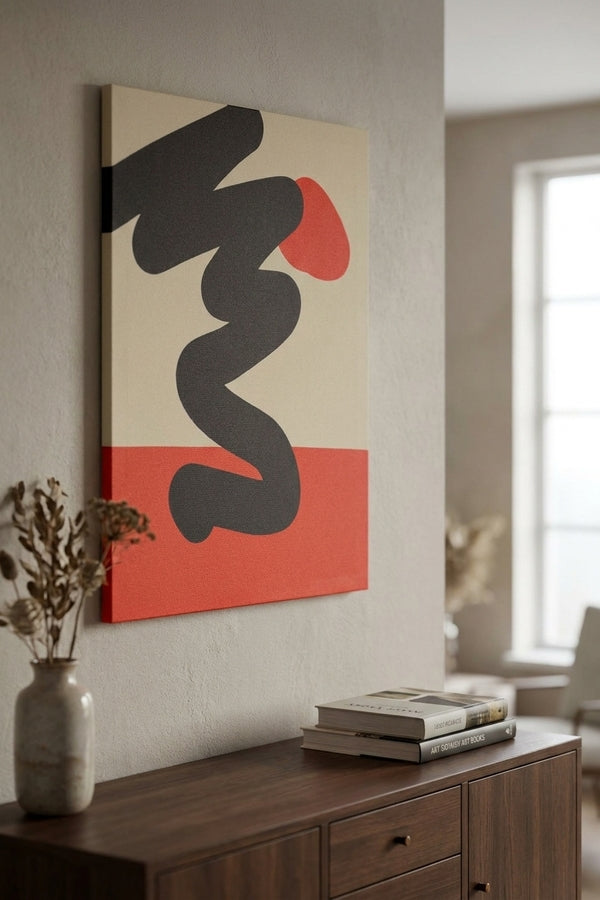 Yawana Stampa Su Tela Canvas Arancione Zigzag
