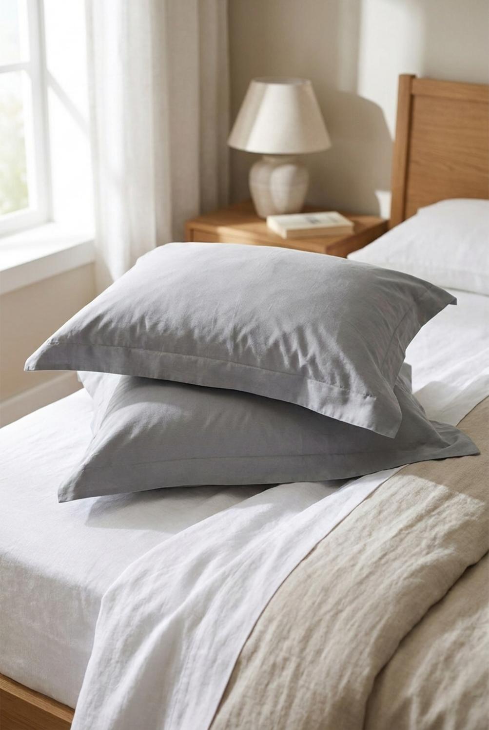 Giotto Set Federe Raso Cotone Grigio