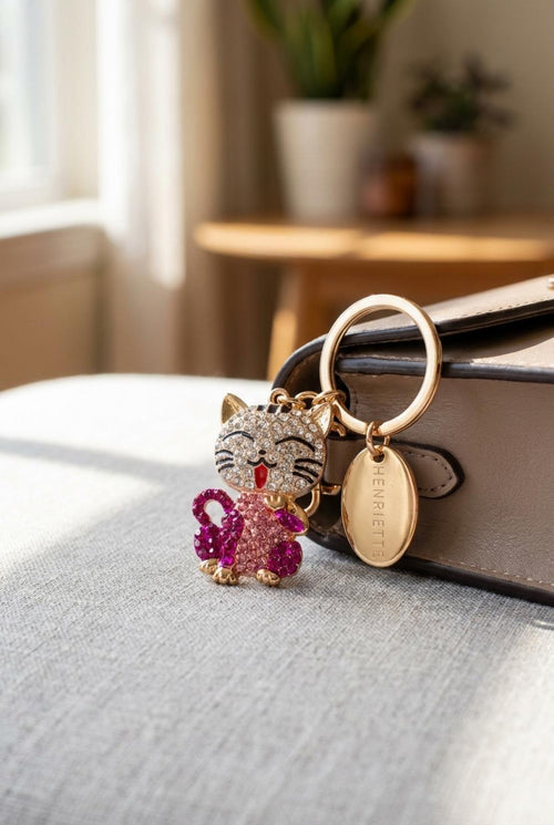 Lucky Charme Pink Kitten Keyring
