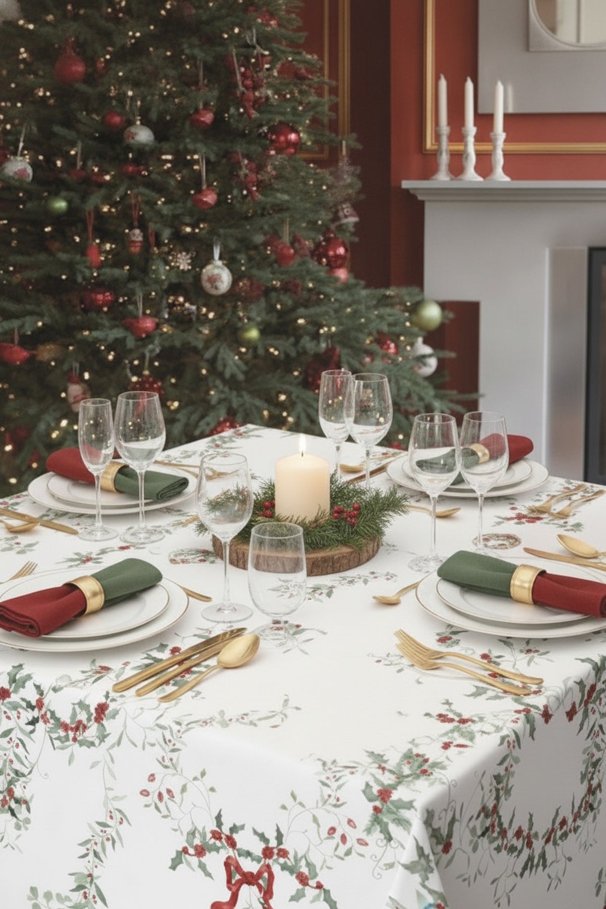 Christmas Eve tovaglia apparecchiata per la cena di Natale