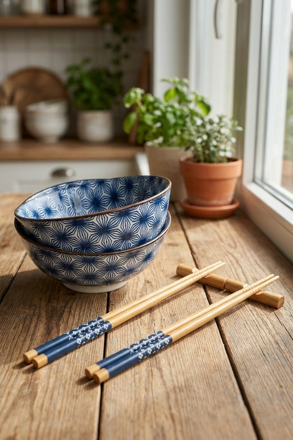 Asuka Set Sushi Con Ciotoline Bianco e blu