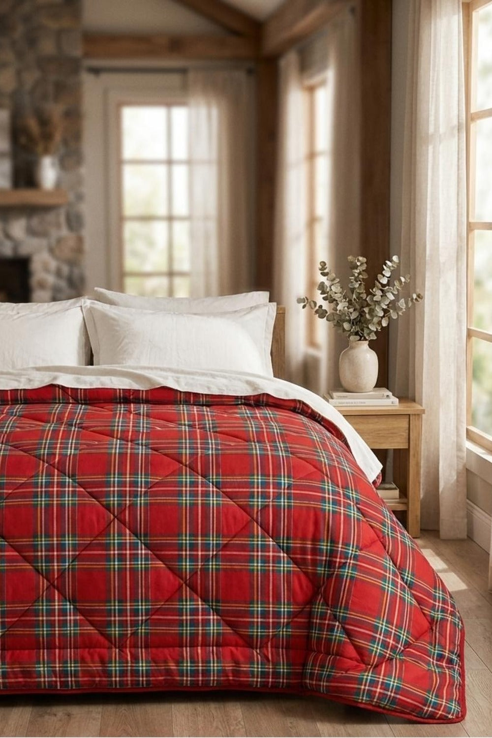 Tartan Trapunta Invernale Rosso