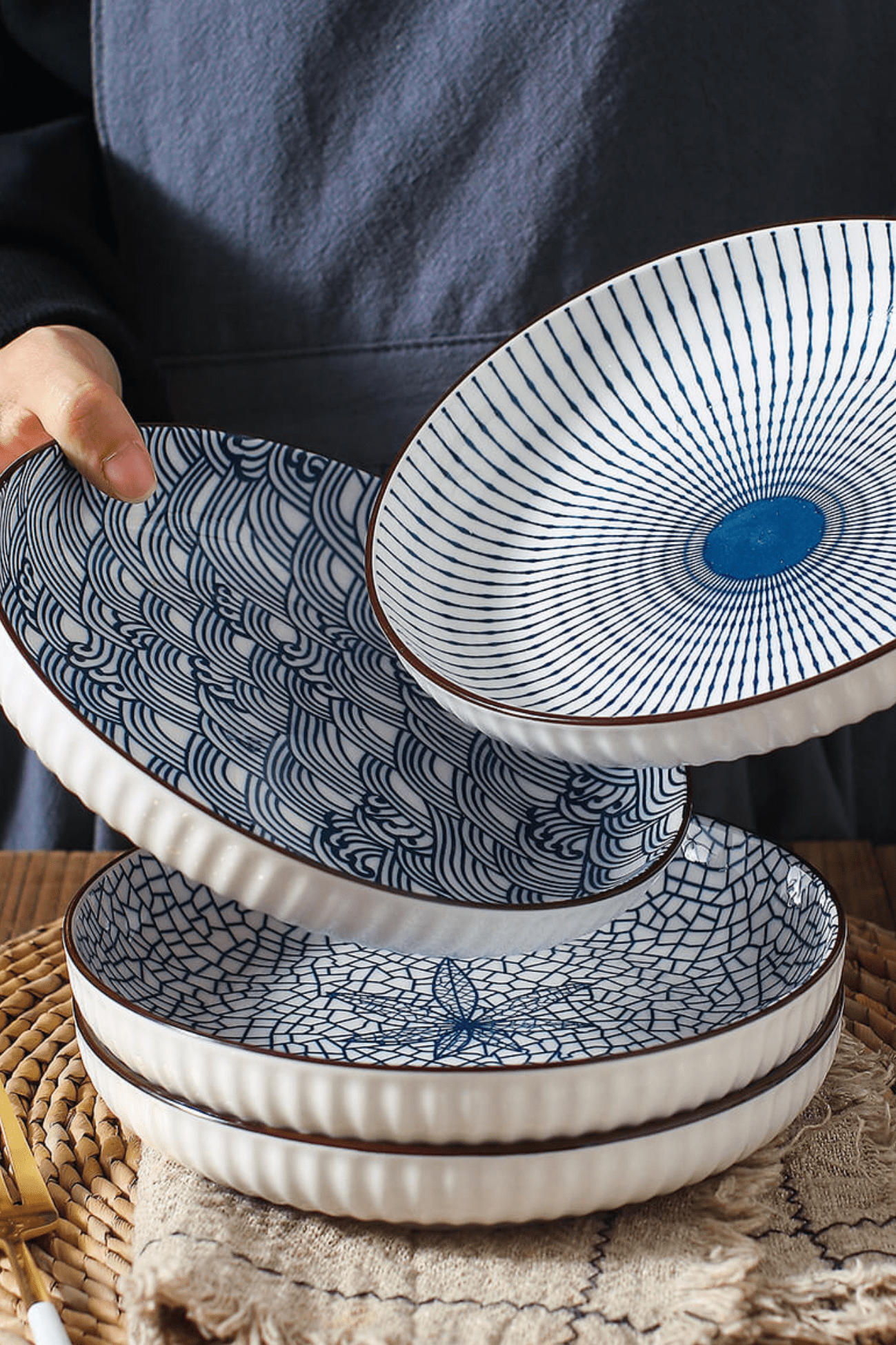 Antiope Design Kishi Floral - Piatto fondo in porcellana in stile orientale