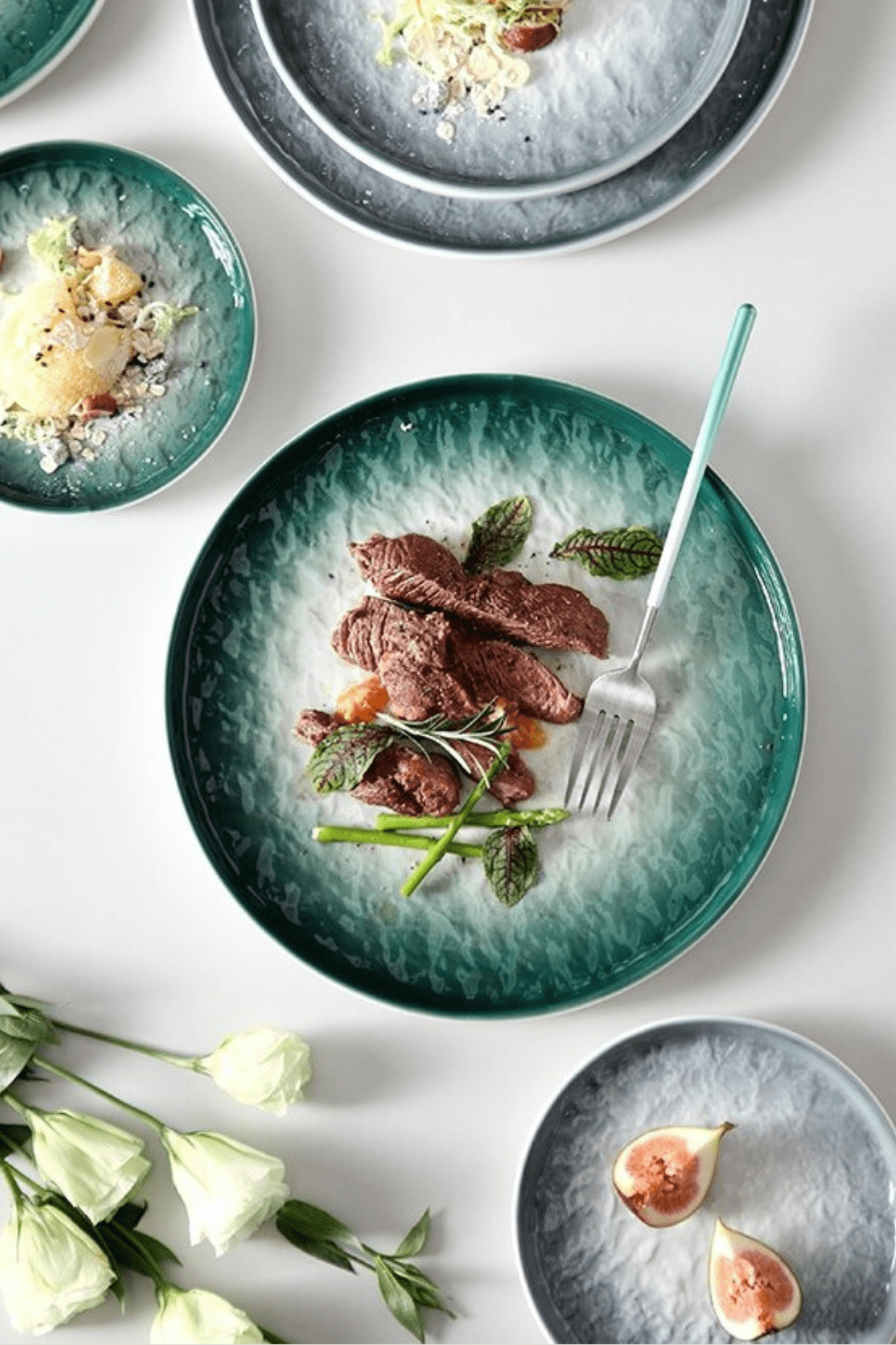 Antiope Design Smeraldo Servizio di 4 piatti in porcellana per 4 persone