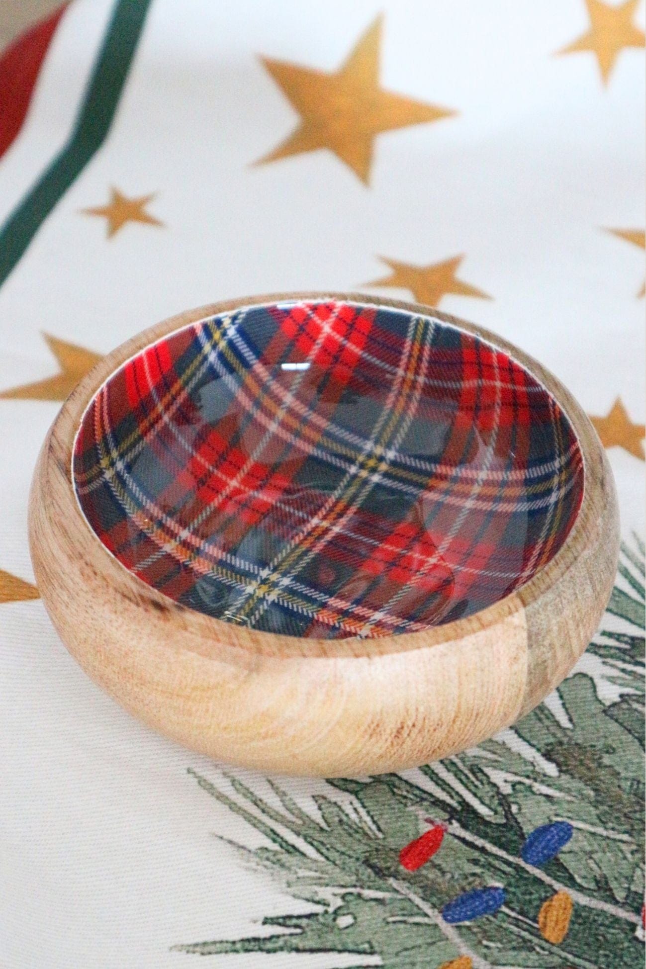 Blanc MariClo' Carol Of The Bells Carol Of The Bells - Set vassoio e 3 ciotoline con fantasia tartan laccate all'interno | Blanc MariClo'
