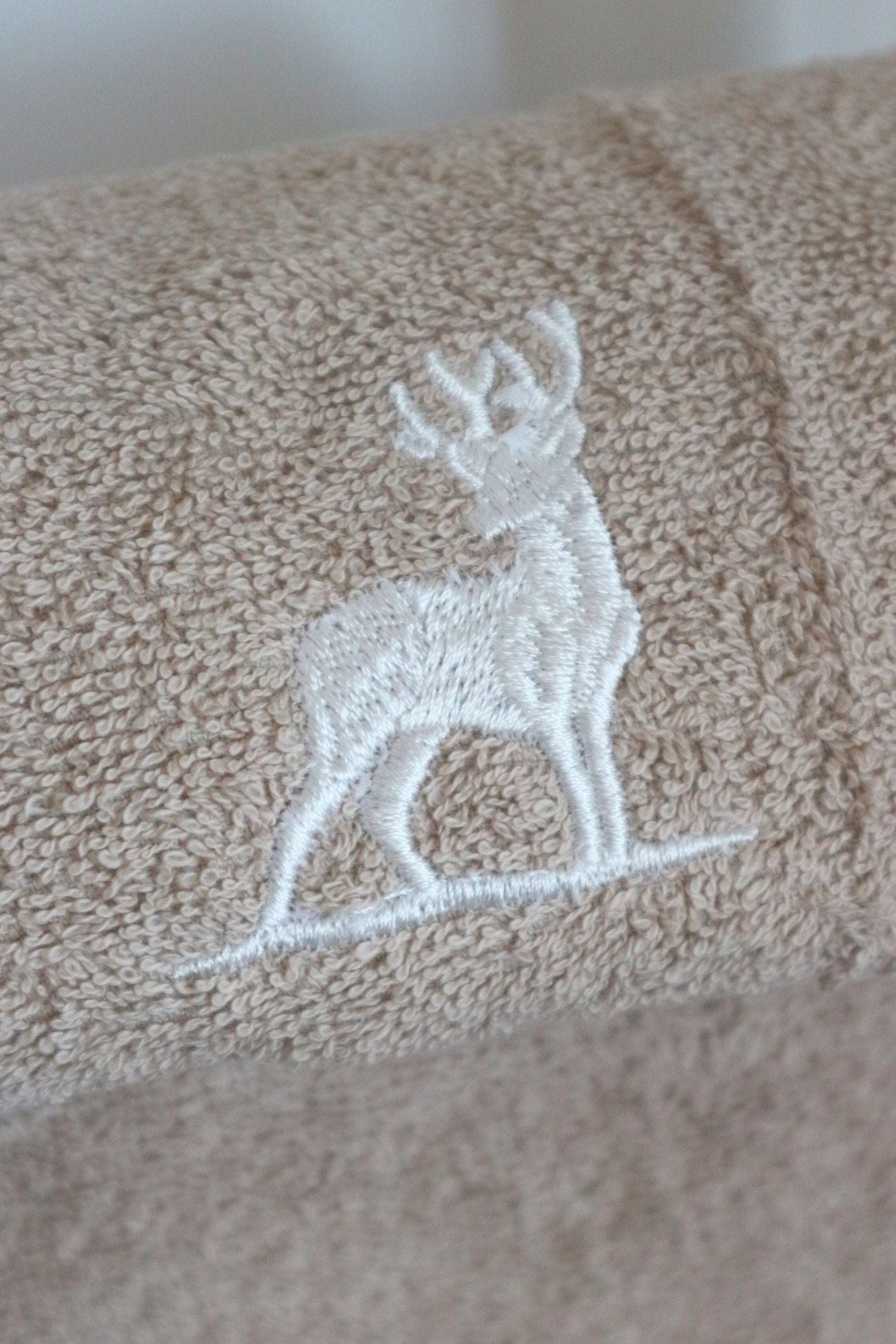 Blanc MariClo' Chalet Chalet - Coppia asciugamano viso e ospite beige con renne | Blanc MariClo'