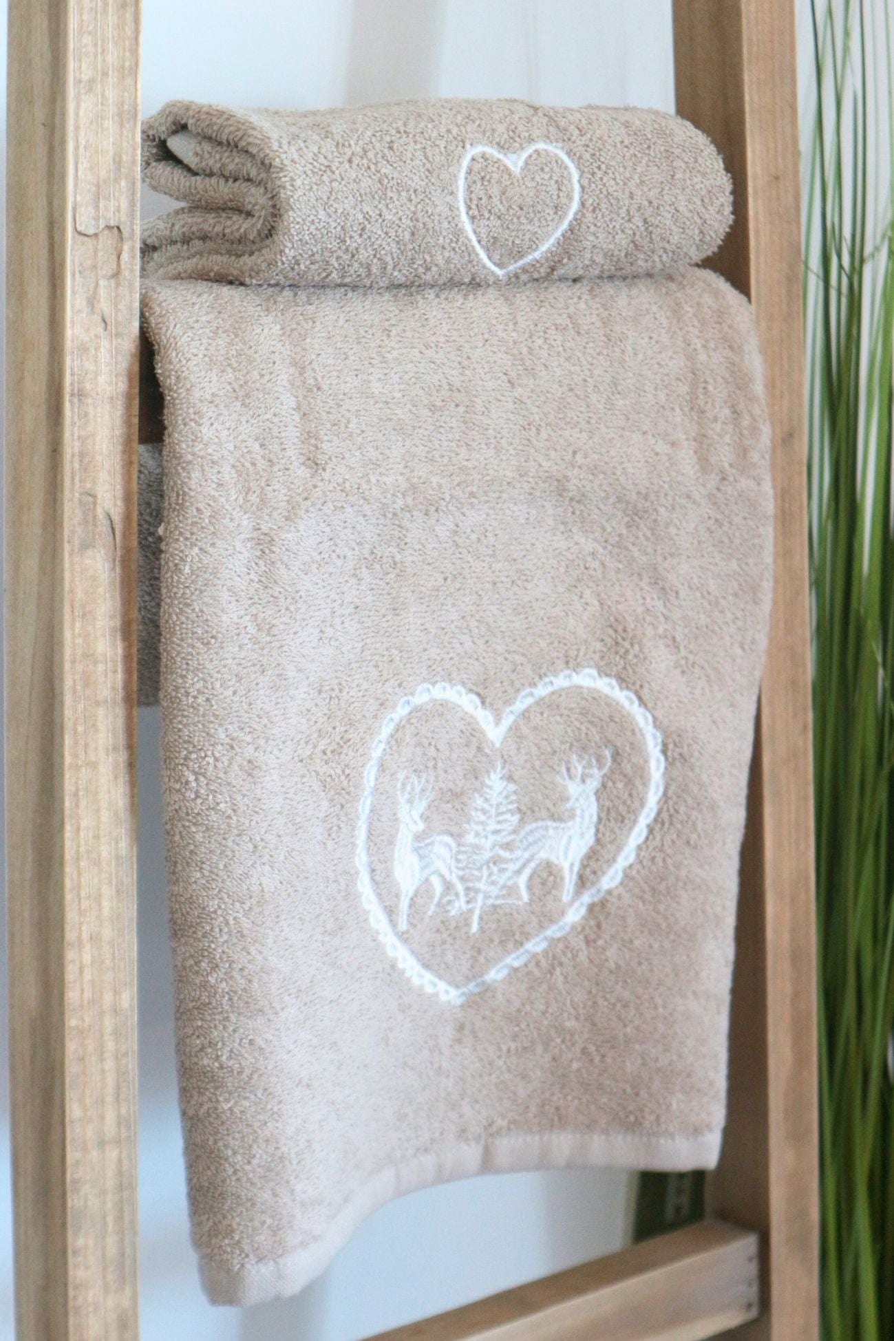 Blanc MariClo' Chalet Chalet - Coppia asciugamano viso e ospite bianco con cuore | Blanc MariClo'