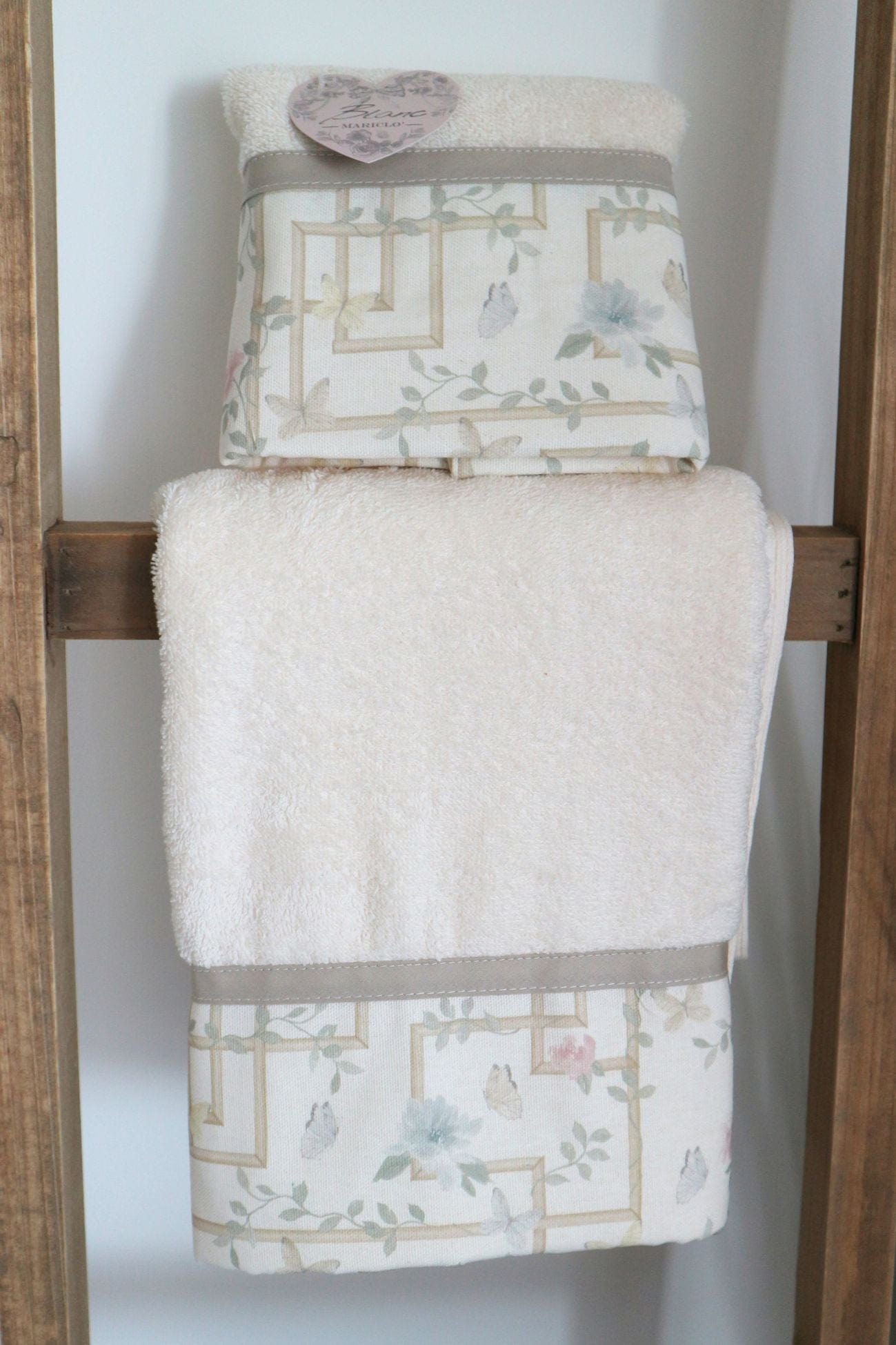 Blanc MariClo' Floral Twist Floral Twist - Coppia asciugamano viso e ospite in cotone | Blanc MariClo'