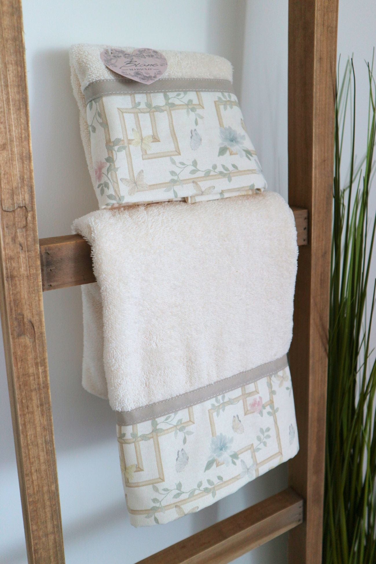 Blanc MariClo' Floral Twist Floral Twist - Coppia asciugamano viso e ospite in cotone | Blanc MariClo'