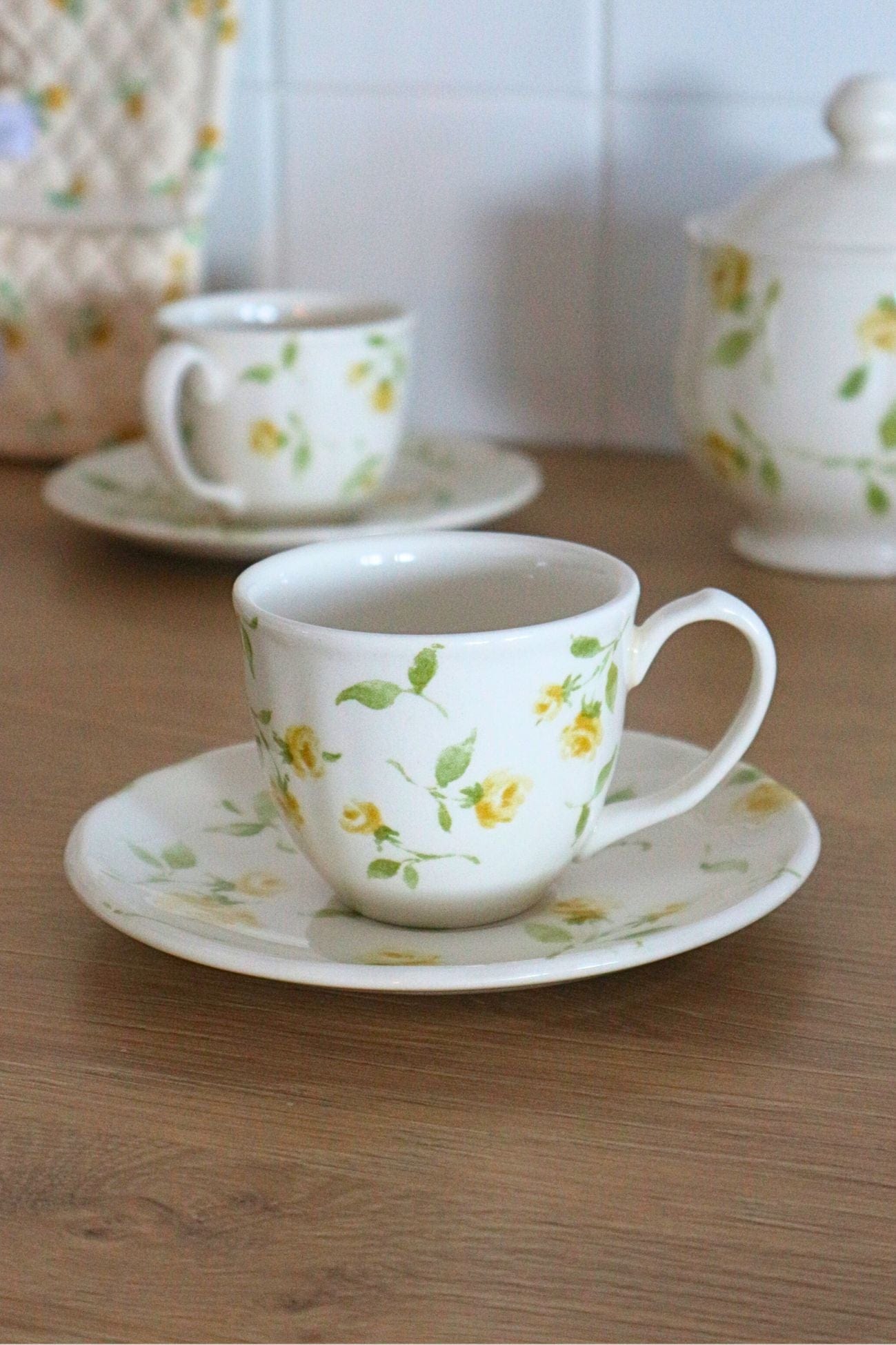 Blanc MariClo' Floret Yellow Floret Yellow - Tazzina e piattino in ceramica con fiorellini gialli | Blanc MariClo'