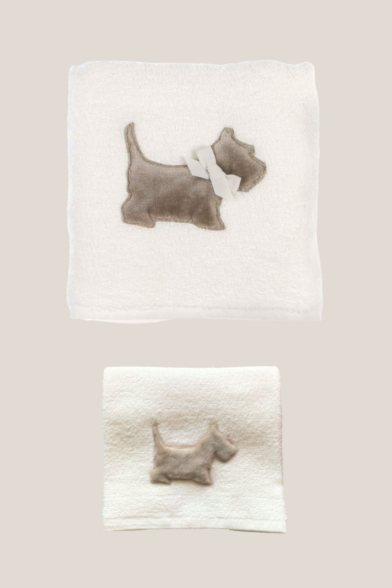 Blanc MariClo' I Love My Pets I Love My Pets - I Love My Pets - Coppia spugna in cotone color bianco con terrier | Blanc MariClo'
