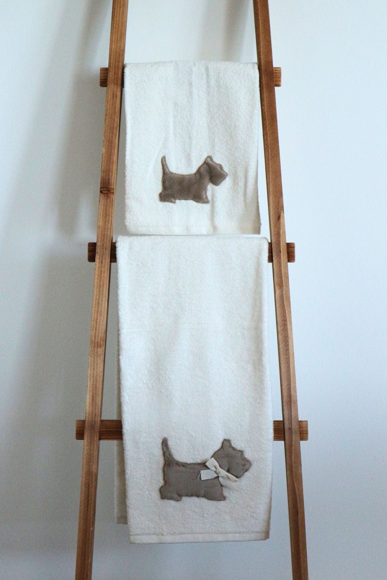 Blanc MariClo' I Love My Pets I Love My Pets - I Love My Pets - Coppia spugna in cotone color bianco con terrier | Blanc MariClo'