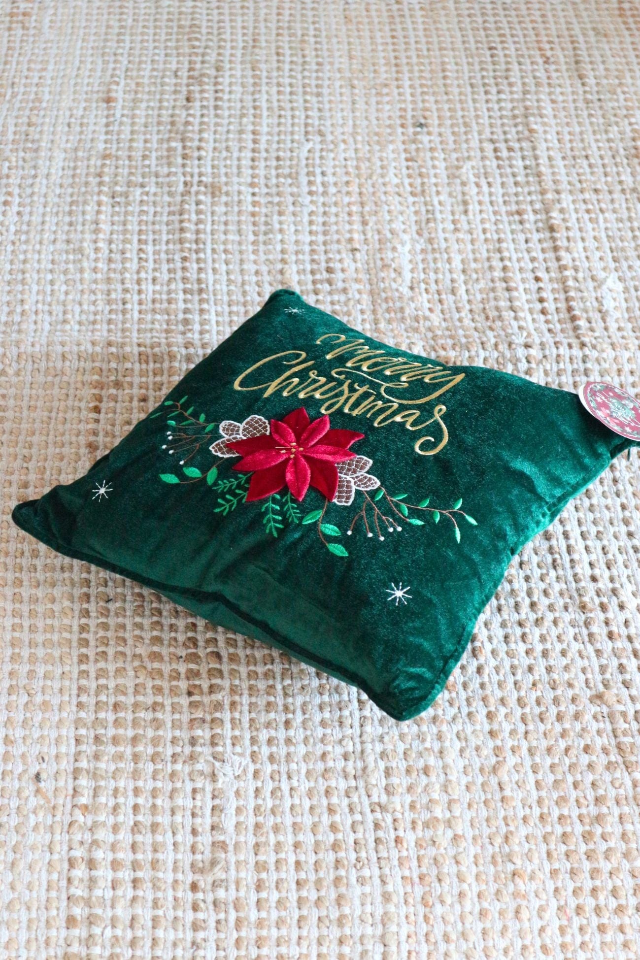 Blanc MariClo' Lo Schiaccianoci Lo Schiaccianoci - Cuscino di Natale in velluto verde con scritta Merry Christmas | Blanc MariClo'
