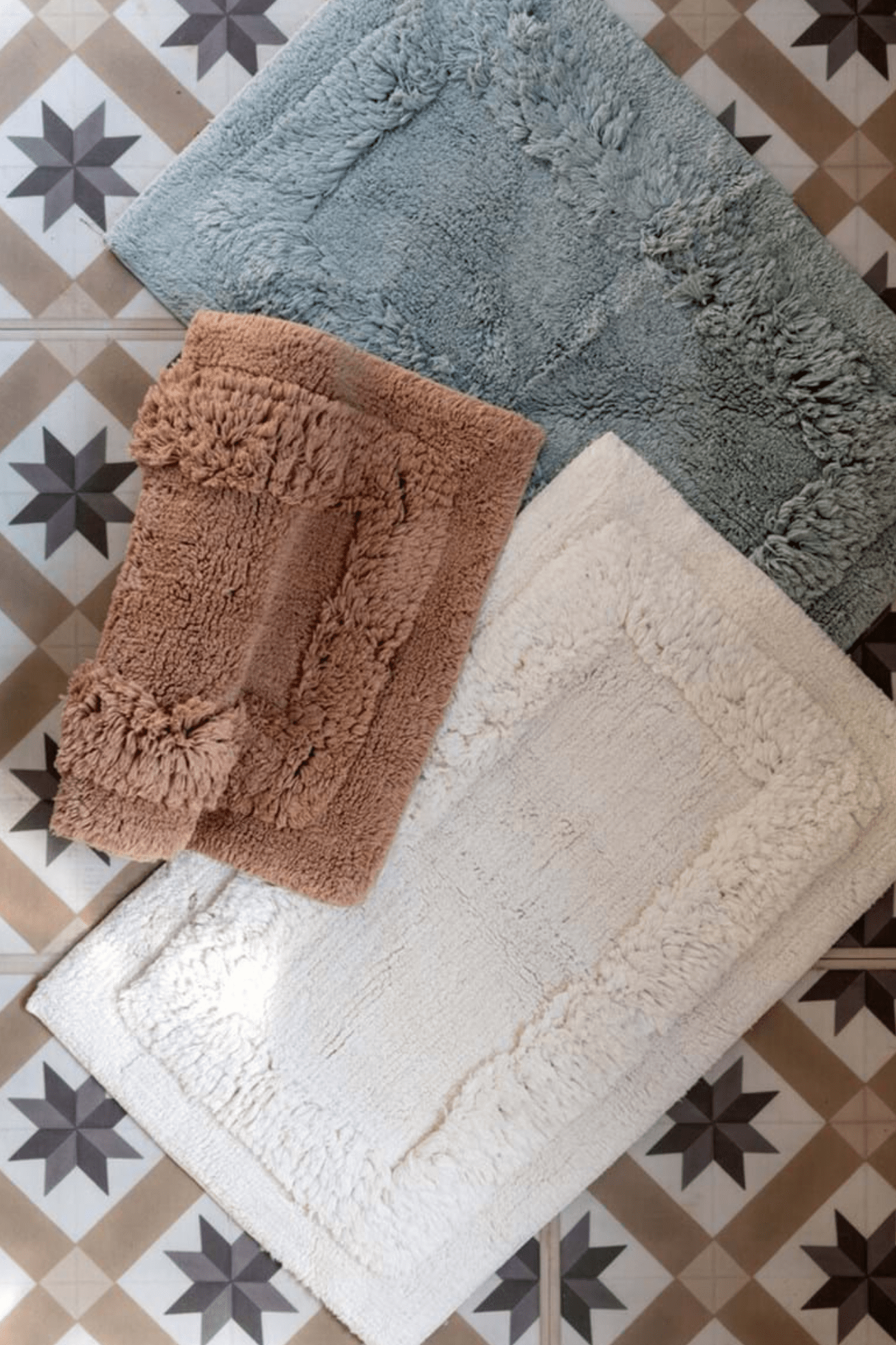 Blanc MariClo' Phoebe Phoebe - Tappeto in cotone con doppia cornice marrone 90x60