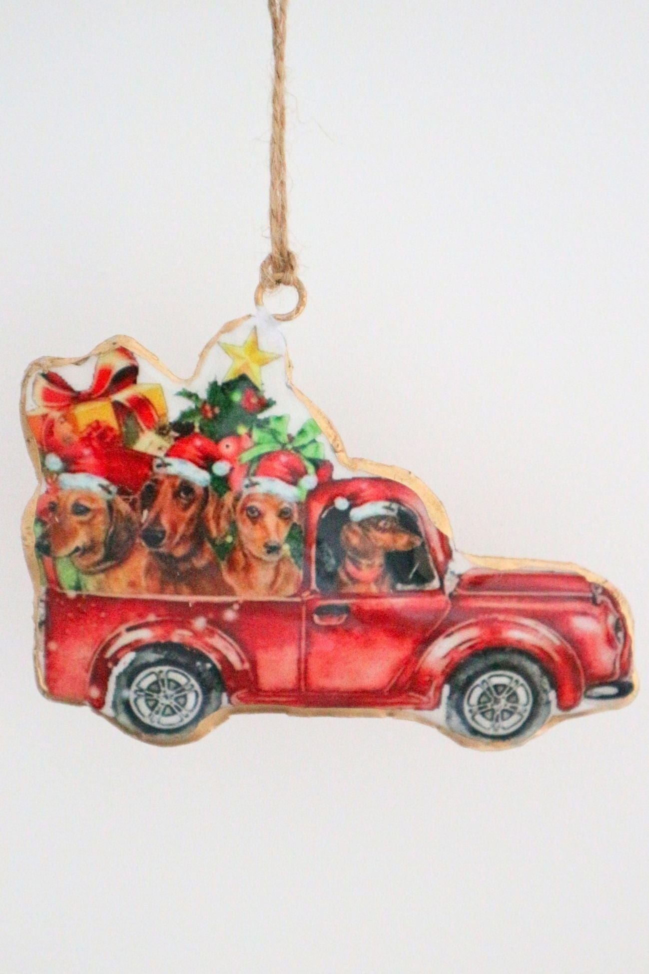 Blanc MariClo' Sonetti di Natale Sonetti di Natale - Ciondolo natalizio rosso in latta con cagnolini | Blanc MariClo'