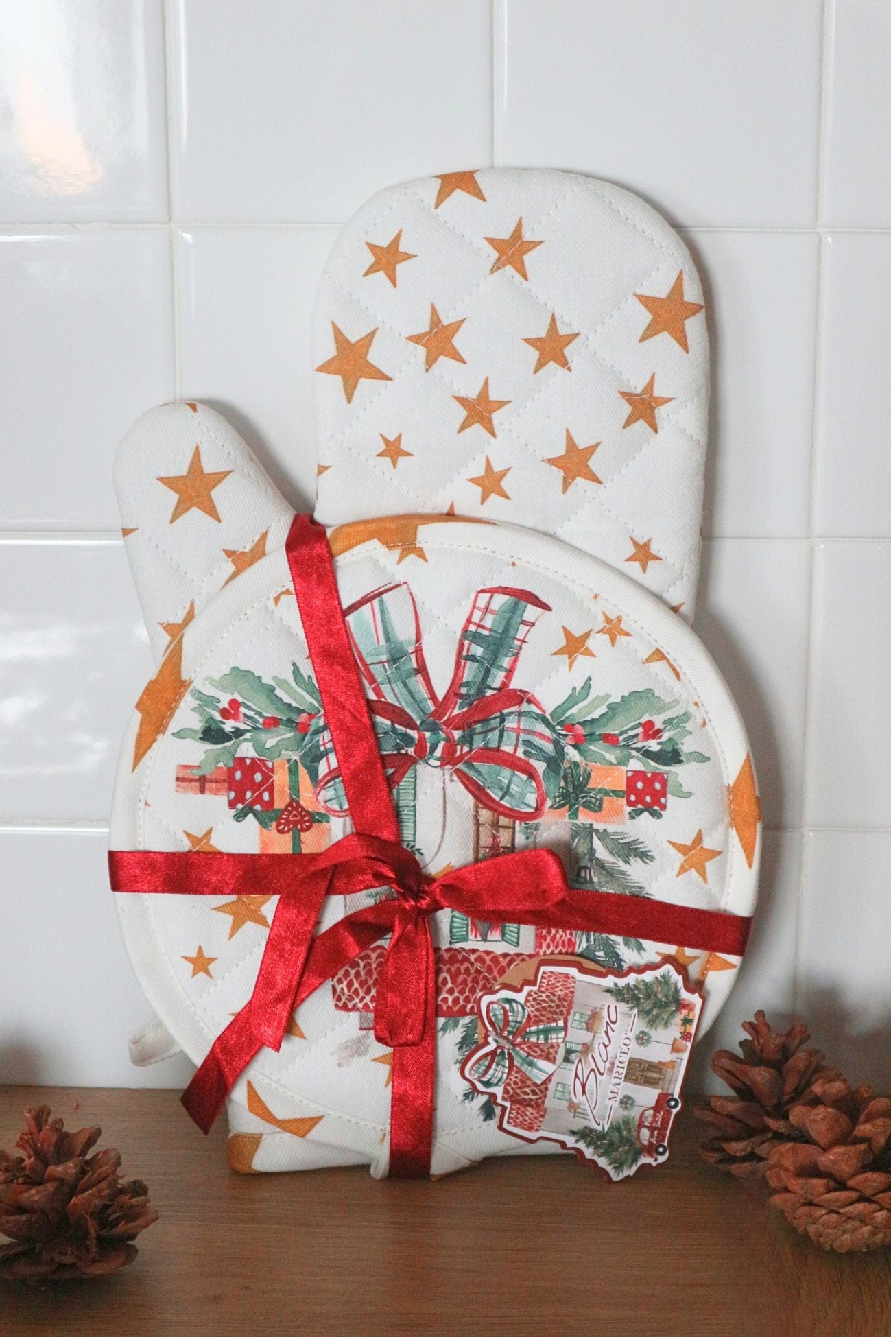 Blanc MariClo' Un Natale Italiano Un Natale Italiano - Set guanto da cucina e presina natalizia | Blanc MariClo'
