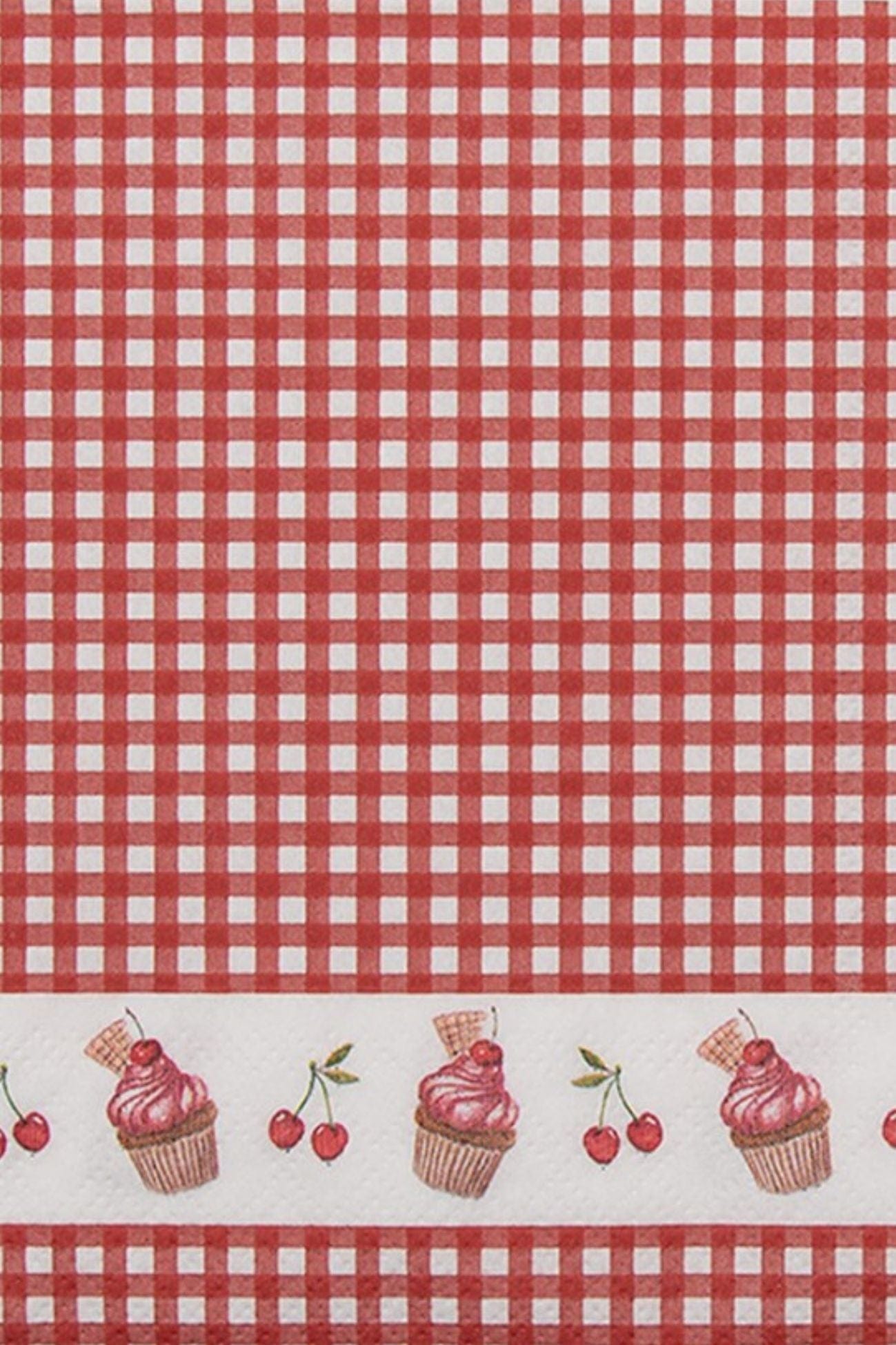 Clayre & Eef Cupcake Cupcake - Set di 20 tovaglioli in carta con cupcakes e ciliegie | Clayre & Eef