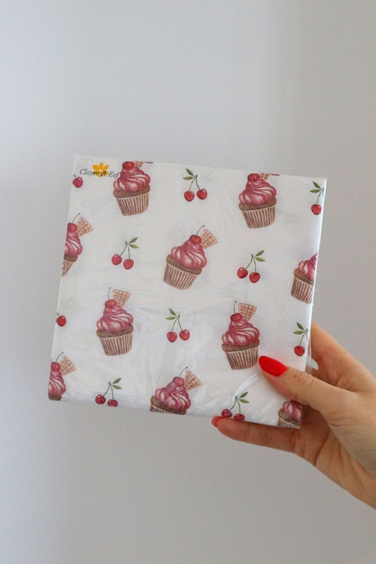 Clayre & Eef Cupcake Cupcake - Set di 20 tovaglioli in carta con cupcakes e ciliegie | Clayre & Eef