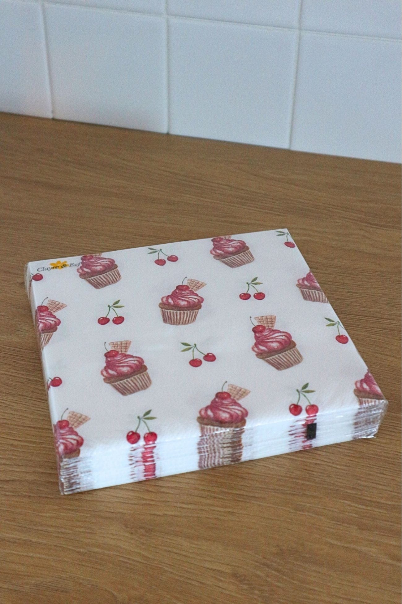 Clayre & Eef Cupcake Cupcake - Set di 20 tovaglioli in carta con cupcakes e ciliegie | Clayre & Eef