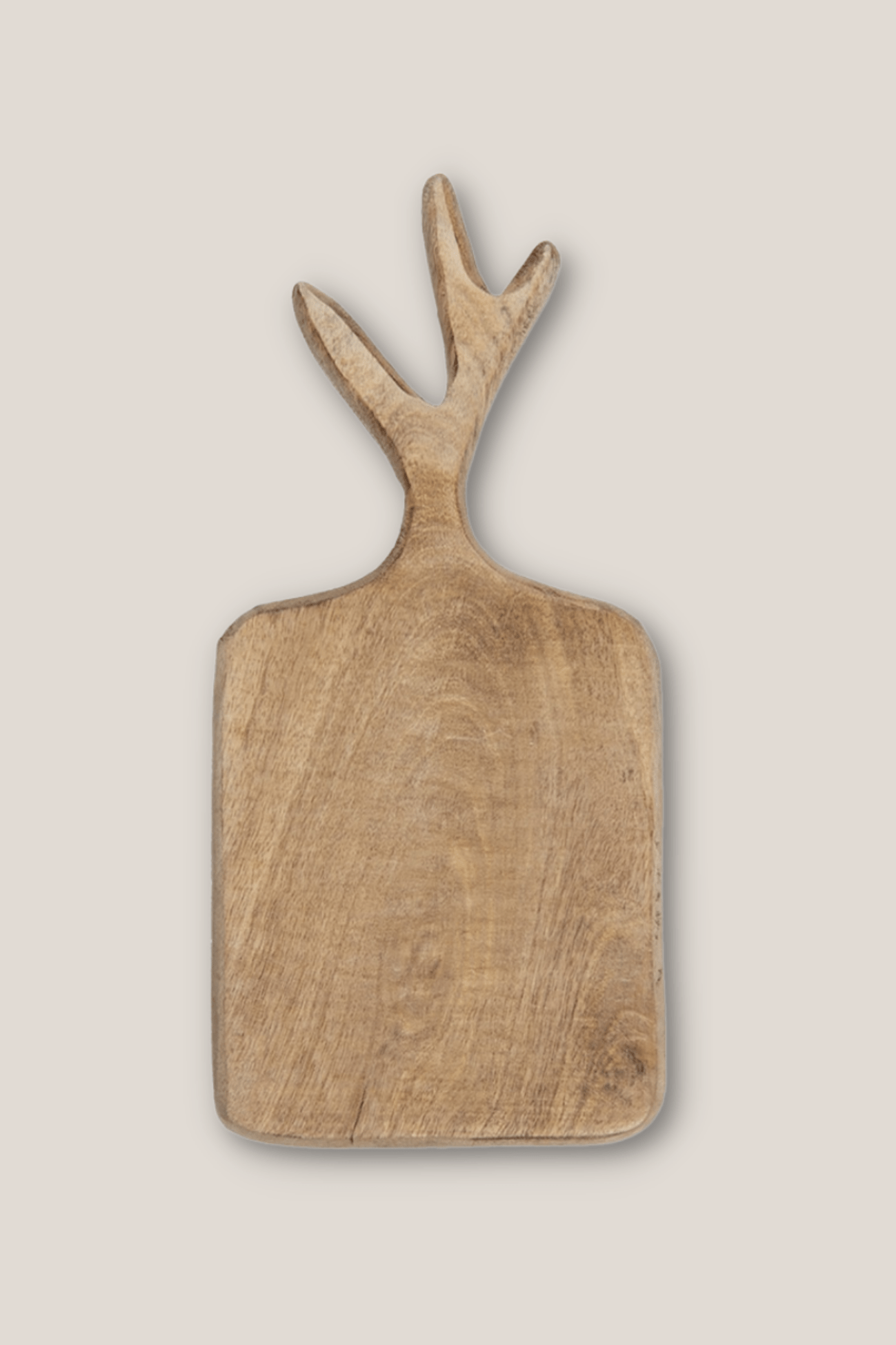 Clayre & Eef Elg Tagliere piccolo in legno con manico a corna di cervo