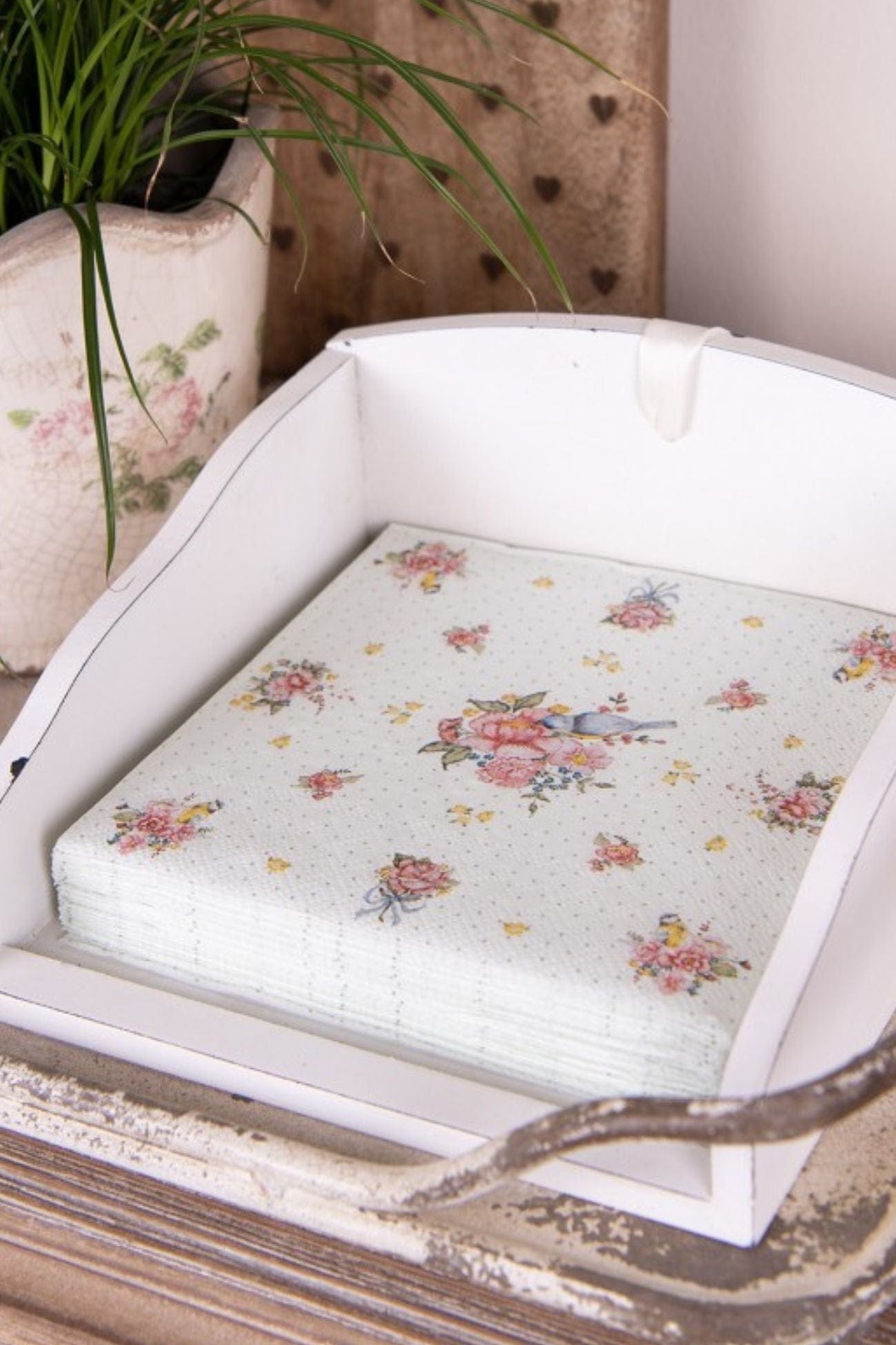Clayre & Eef Fioritura Fioritura - Set di 20 tovaglioli in carta con fantasia floreale | Clayre & Eef