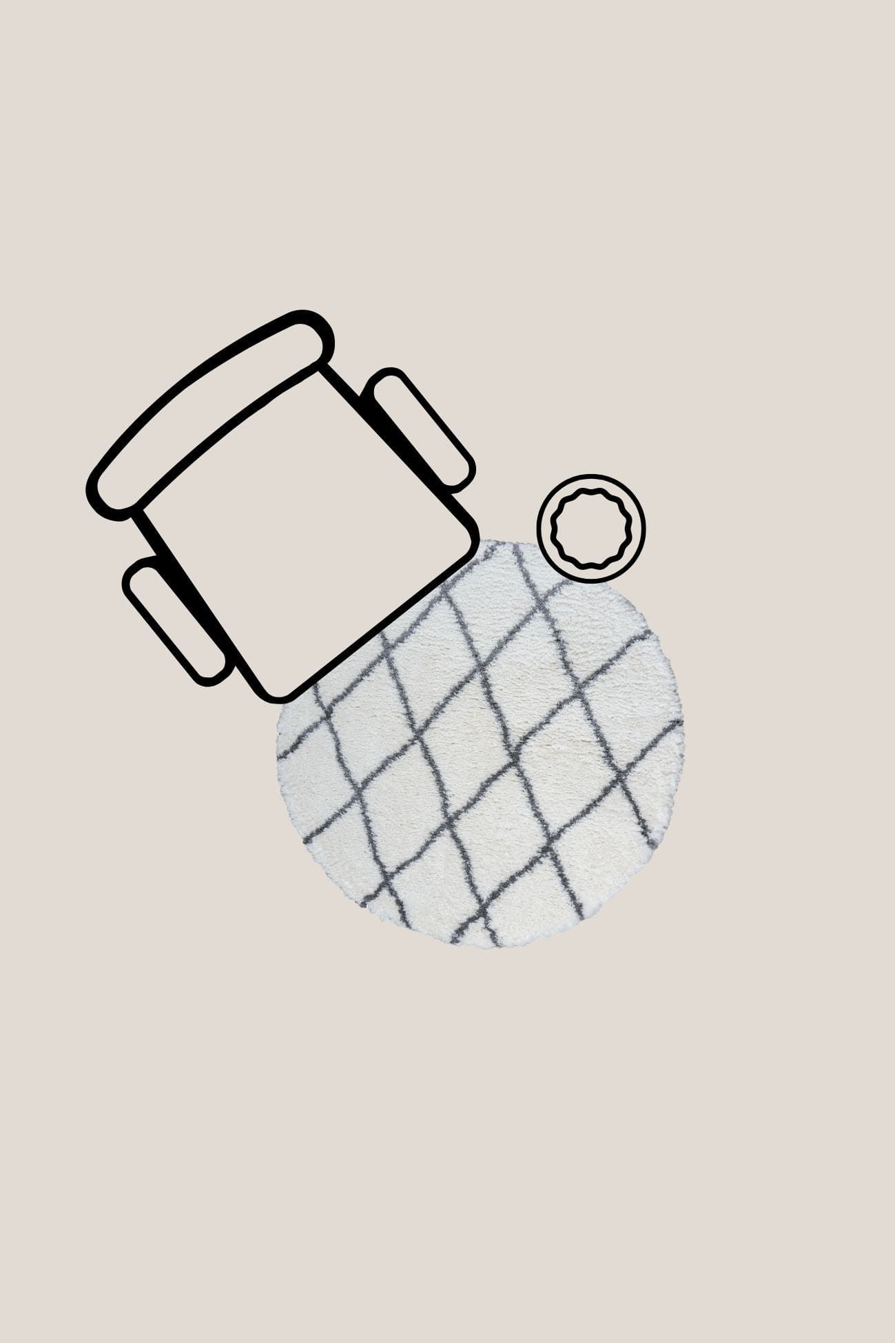 Home67 Jeffie Jeffie - Tappeto a pelo lungo in cotone bianco in stile berbero 120cm | Home67