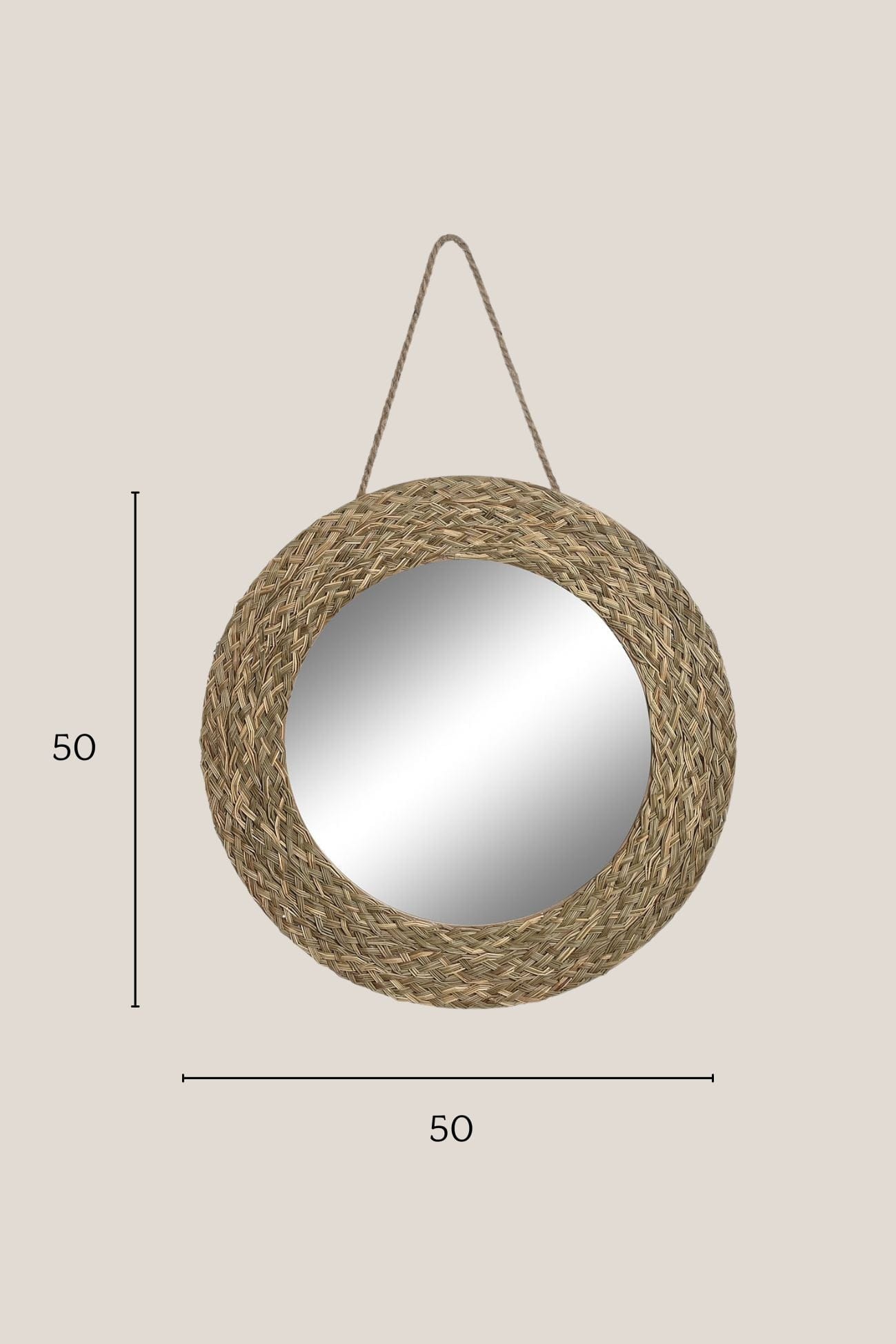 Item International Ali Ali - Specchio tondo in fibra naturale | Item International