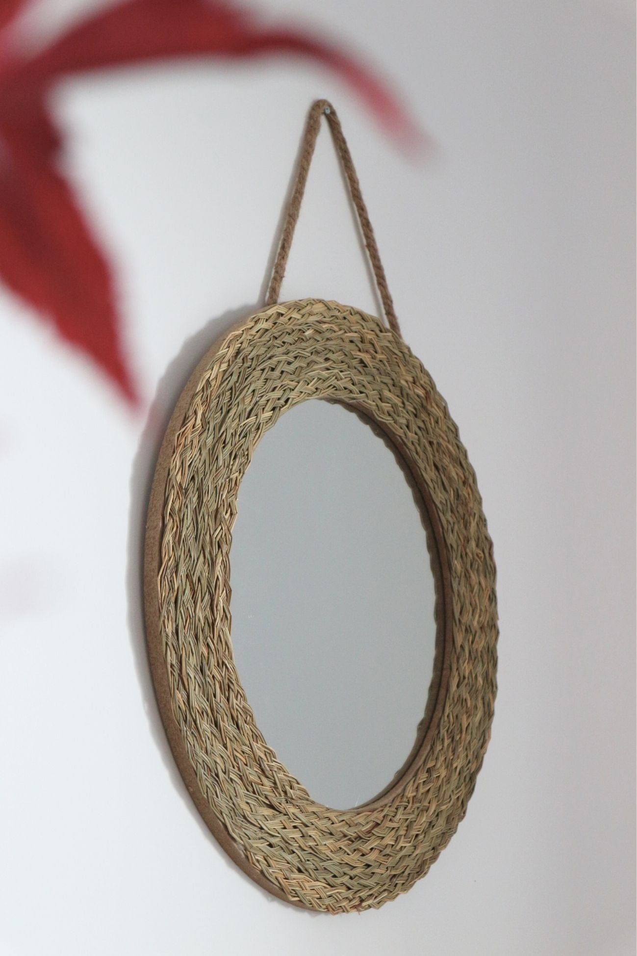 Item International Ali Ali - Specchio tondo in fibra naturale | Item International