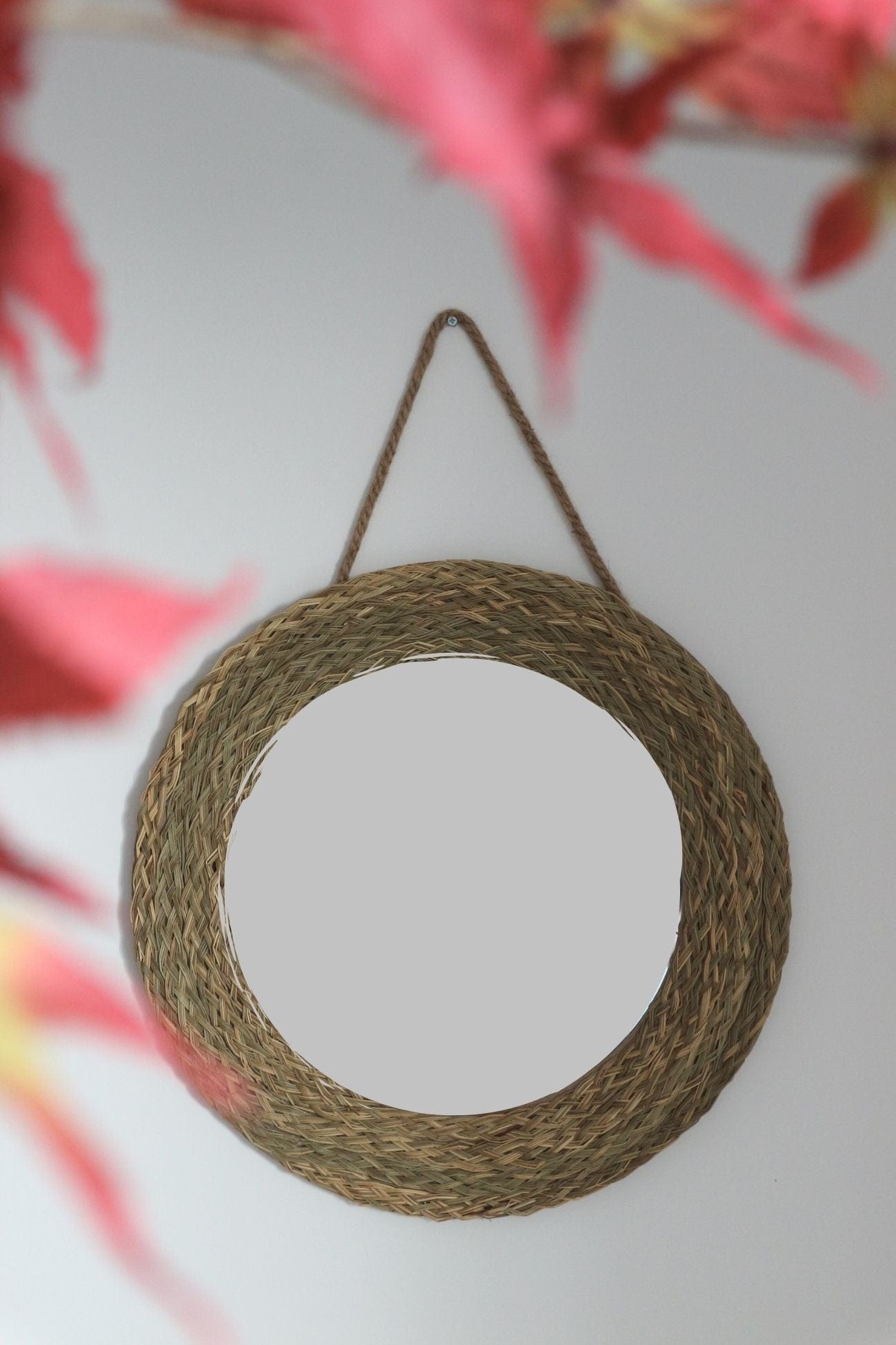 Item International Ali Ali - Specchio tondo in fibra naturale | Item International