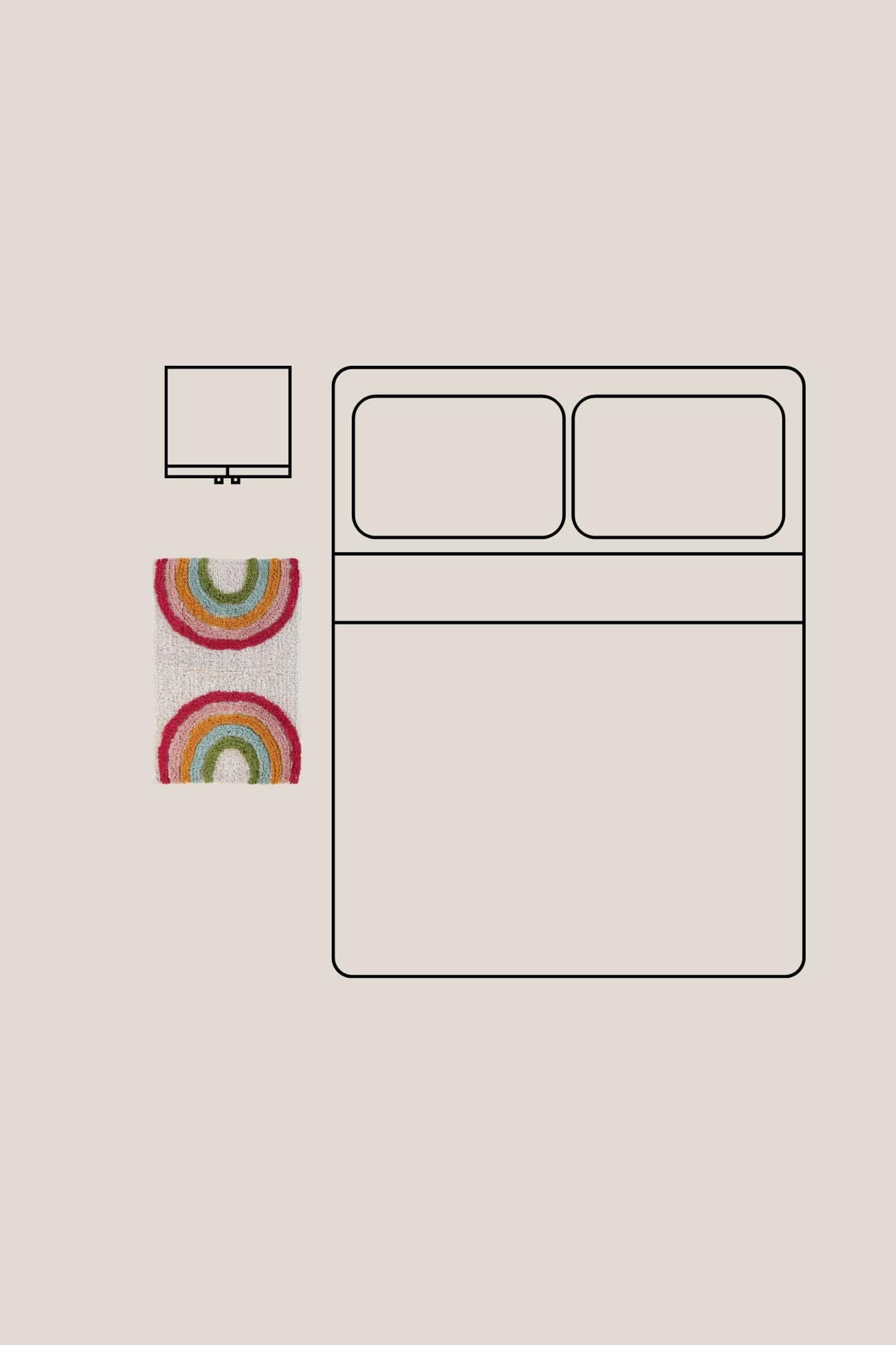 Item International Cal Cal - Tappetino in cotone con arcobaleno 60x40 | Item International