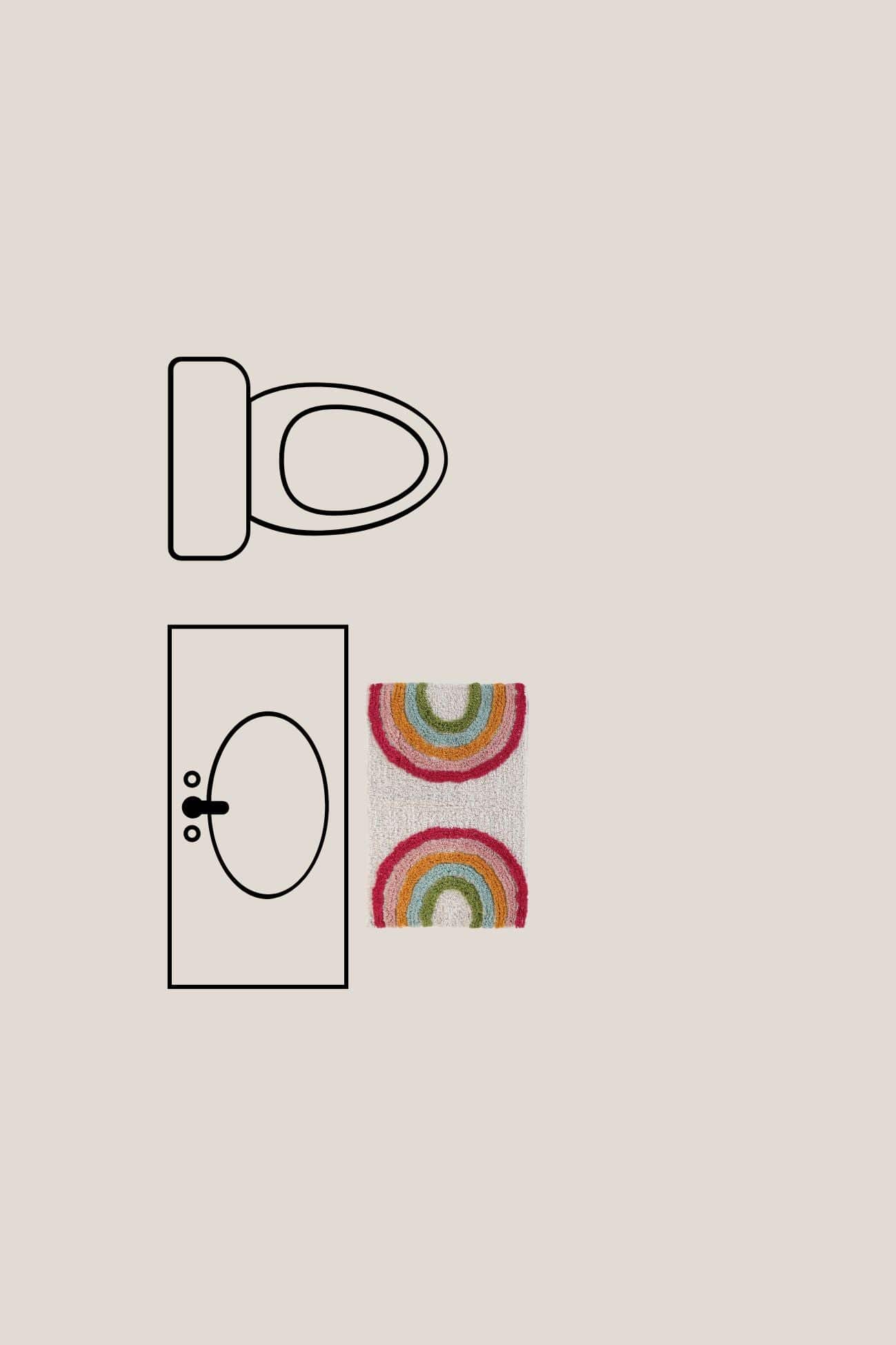 Item International Cal Cal - Tappetino in cotone con arcobaleno 60x40 | Item International