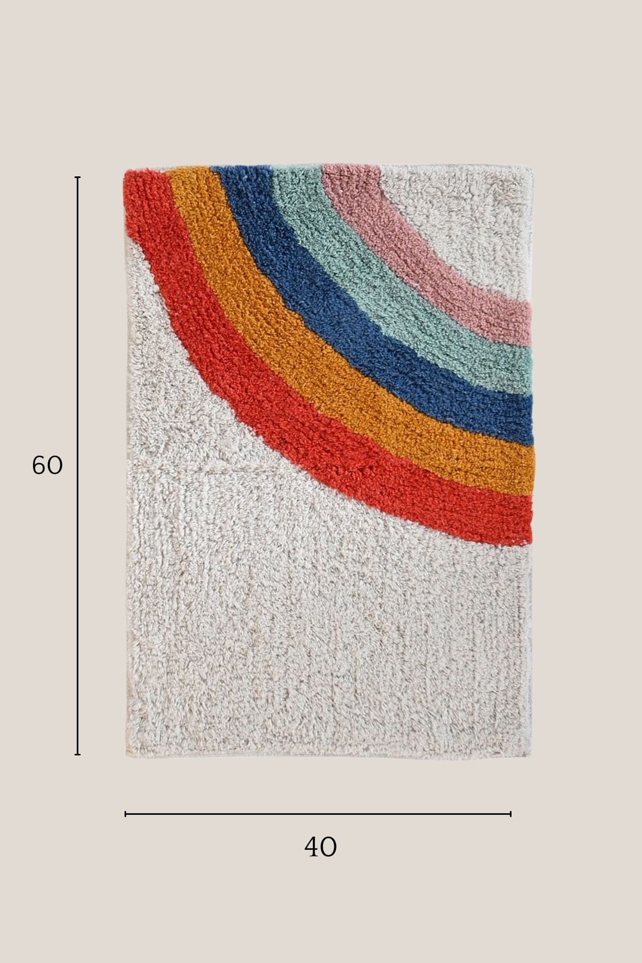 Item International Cal Cal - Tappetino in cotone con arcobaleno 60x40 | Item International